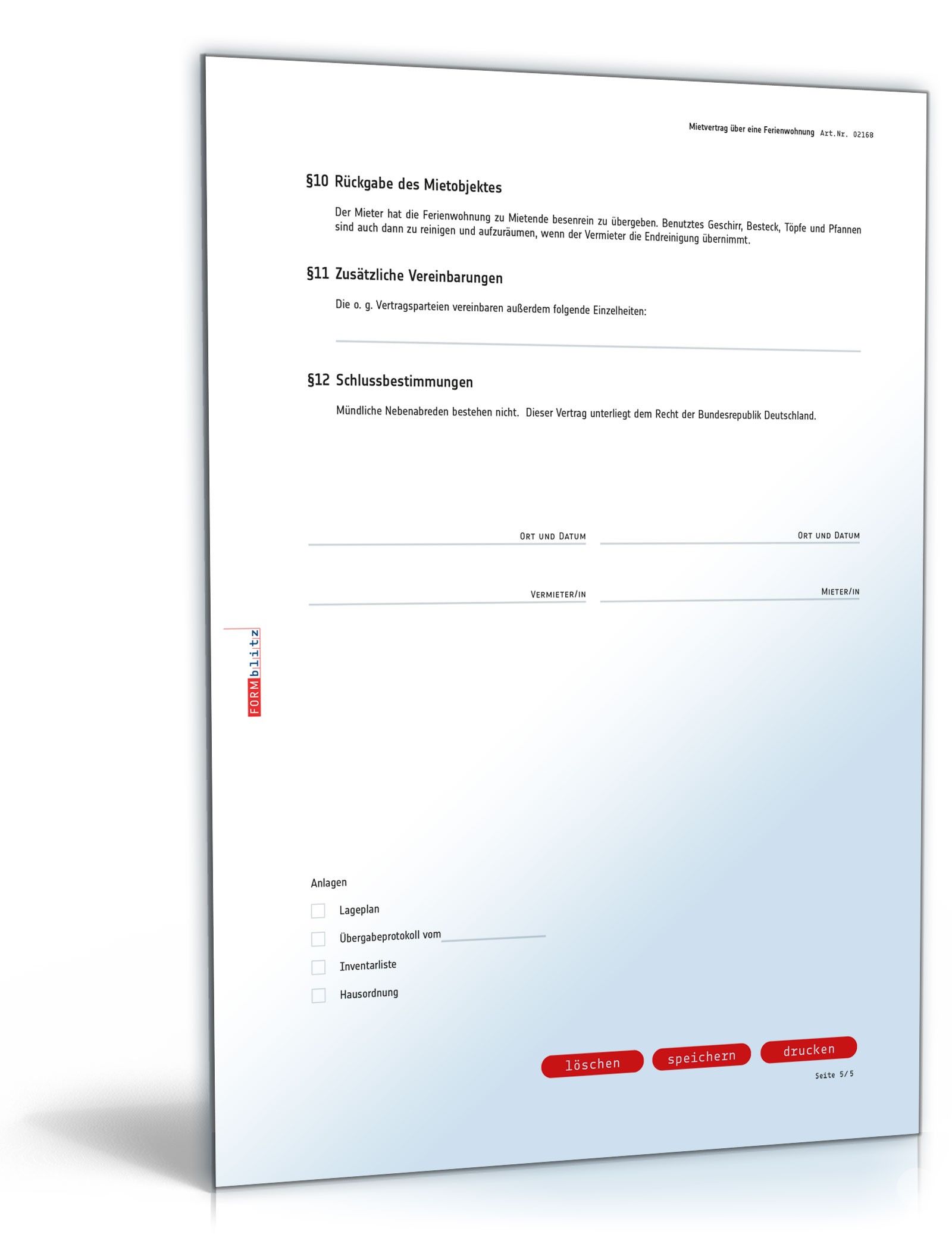Mietvertrag Ferienwohnung PDF. Seite: 5