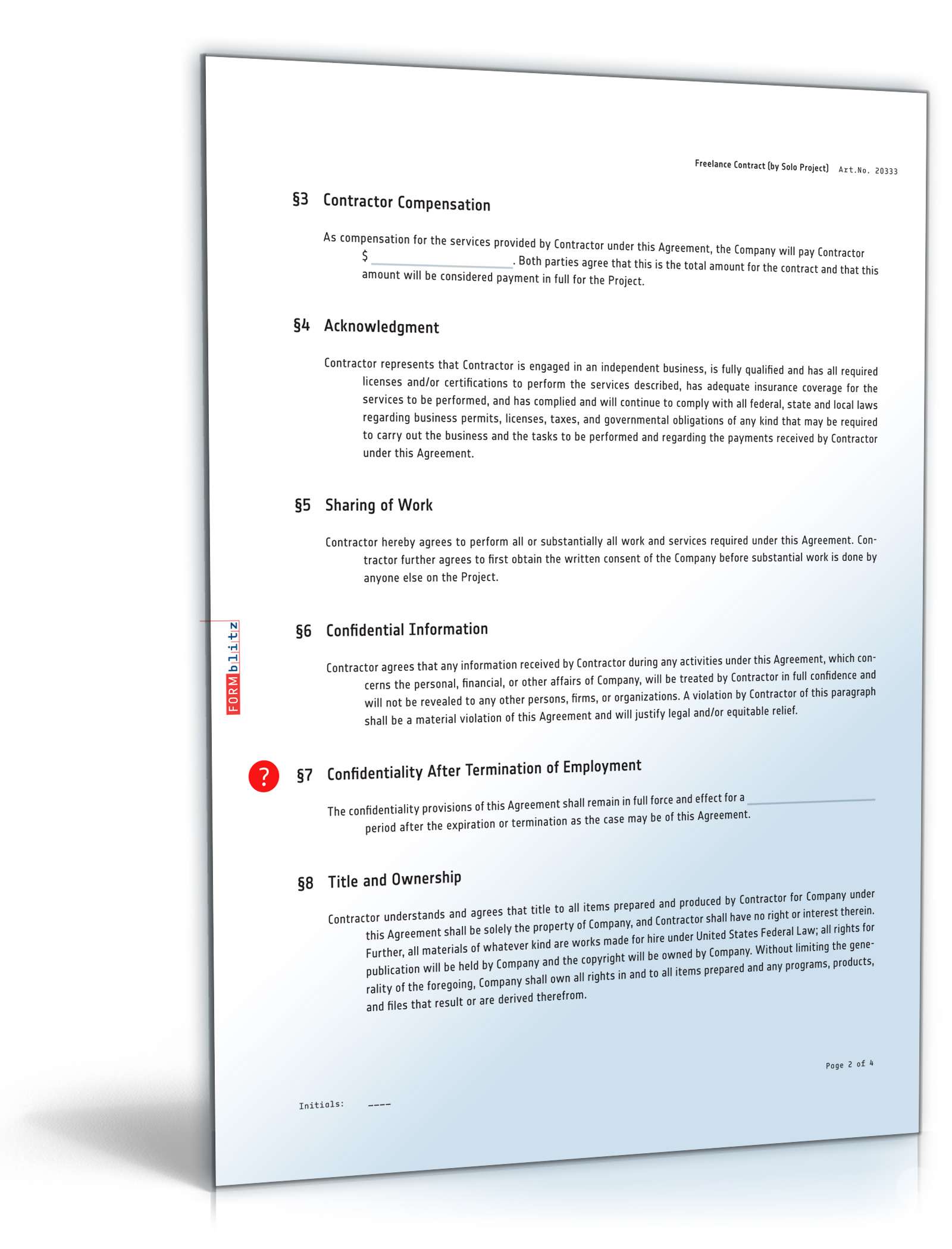 Freier Mitarbeitervertrag Englisch PDF. Seite: 2