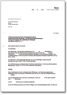 Freigabeantrag Kontopfändung Word