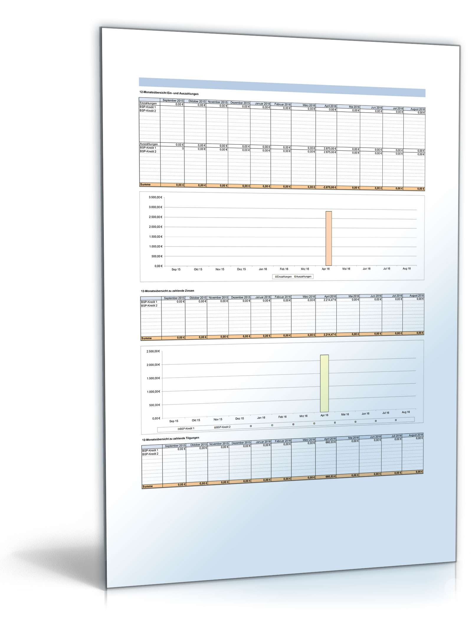 Darlehensverwaltung Excel. Seite: 2