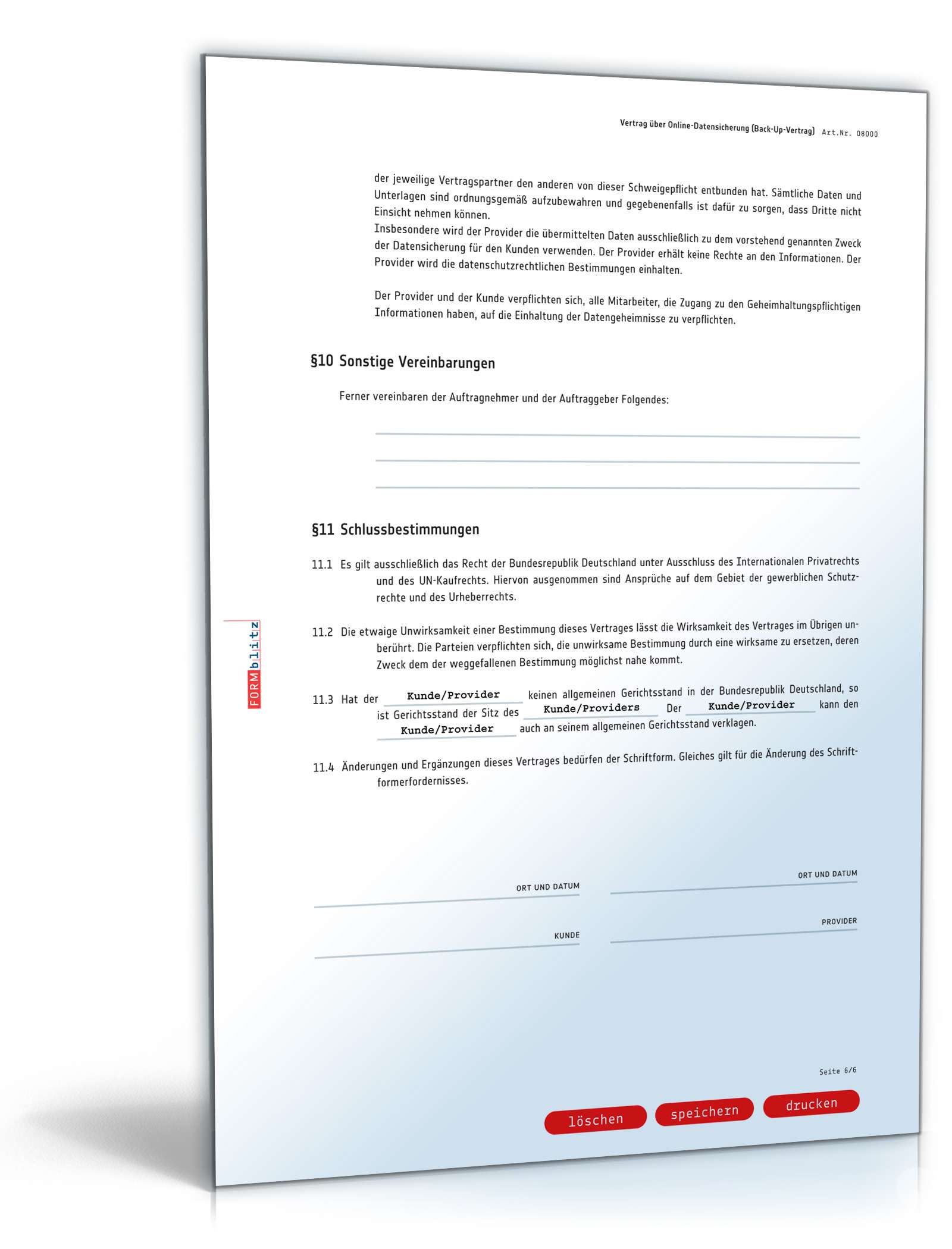Vertrag Online-Datensicherung PDF. Seite: 6