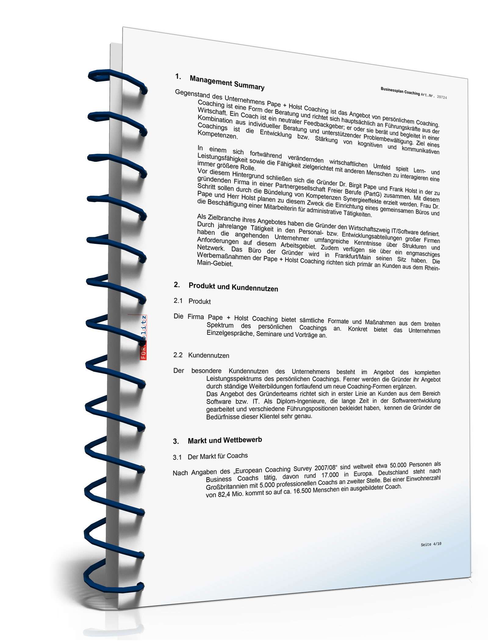 Businessplan Coaching-Unternehmen Excel. Seite: 3