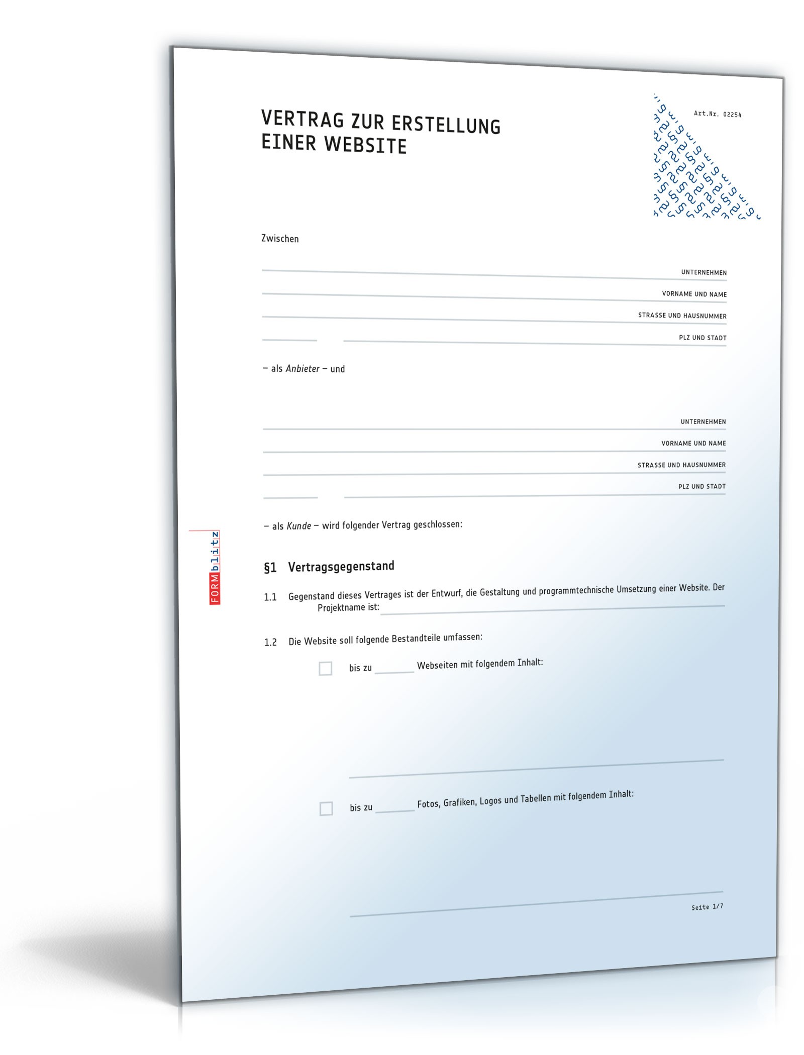Website-Erstellungsvertrag PDF