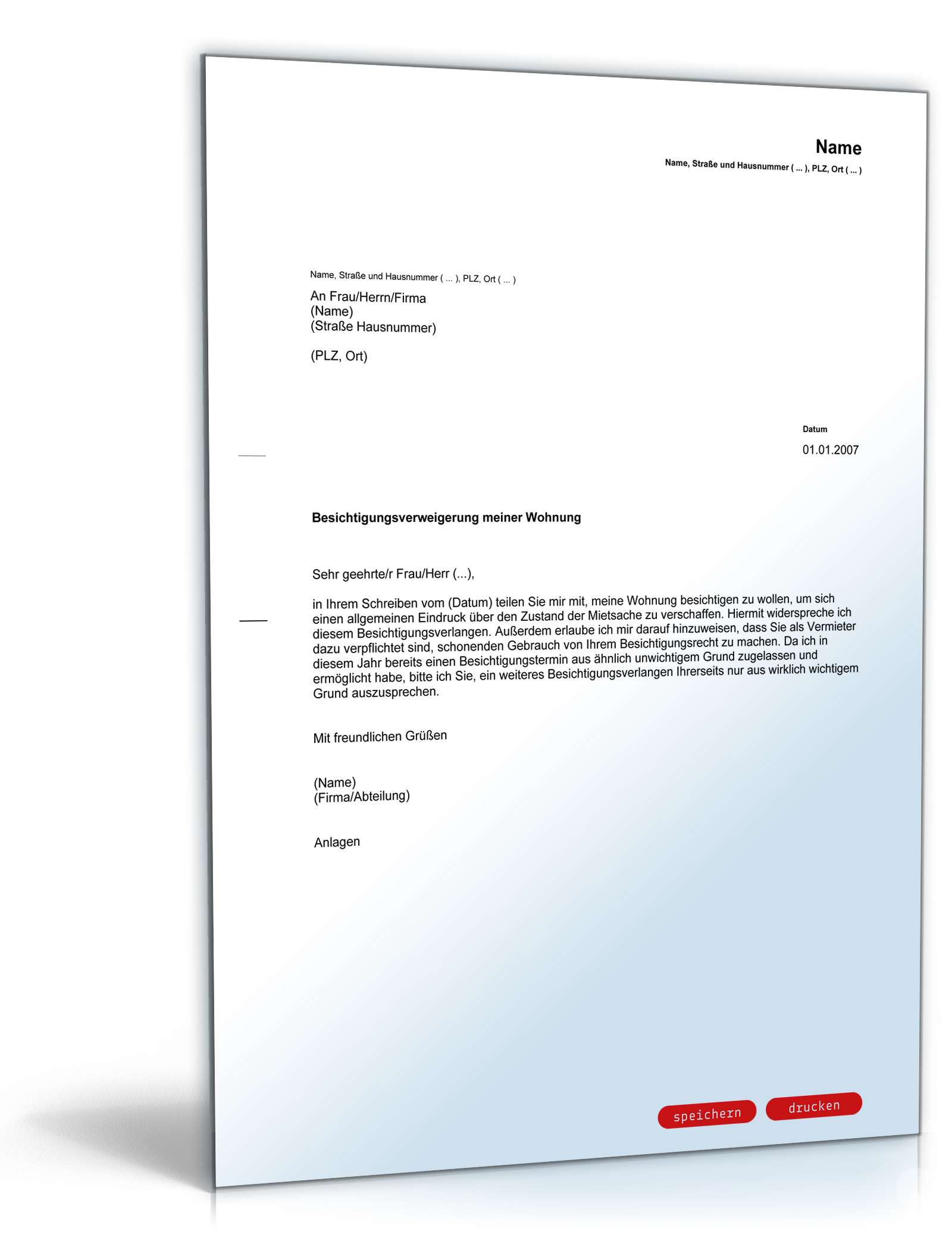 Besichtigungsverweigerung Mieter PDF