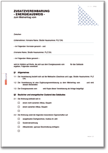 Zusatzvereinbarung Energieausweis Word