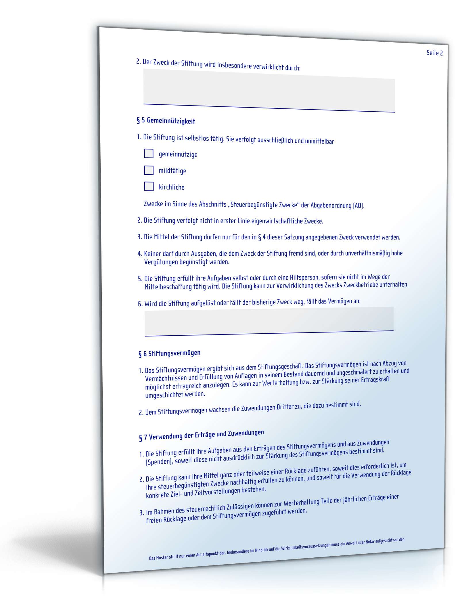 Mustersatzung Stiftung PDF