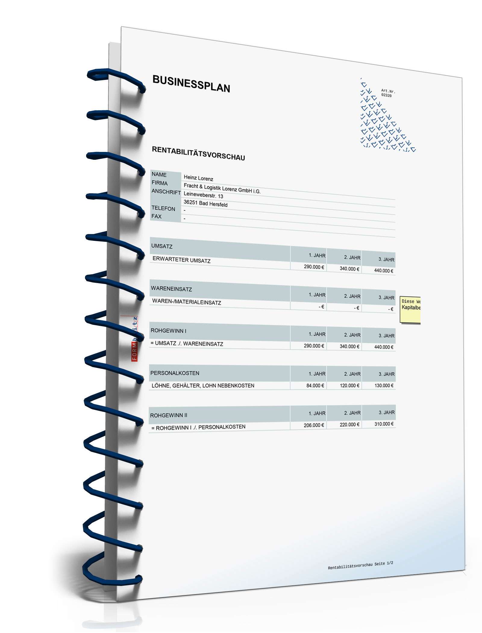 Businessplan Transport-Unternehmen Excel. Seite: 22