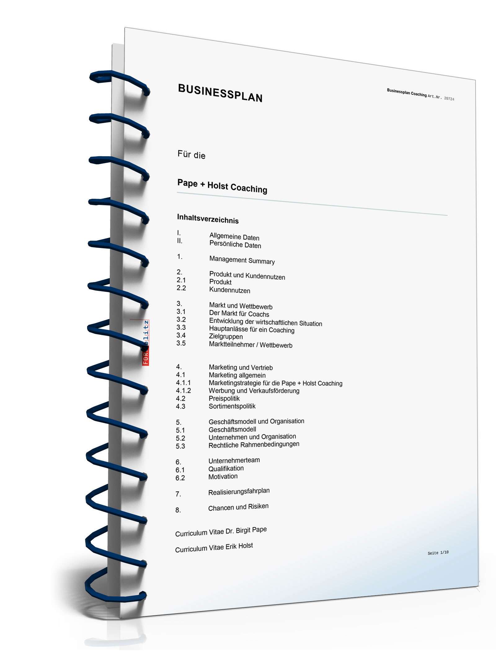 Businessplan Coaching-Unternehmen Excel. Seite: 2