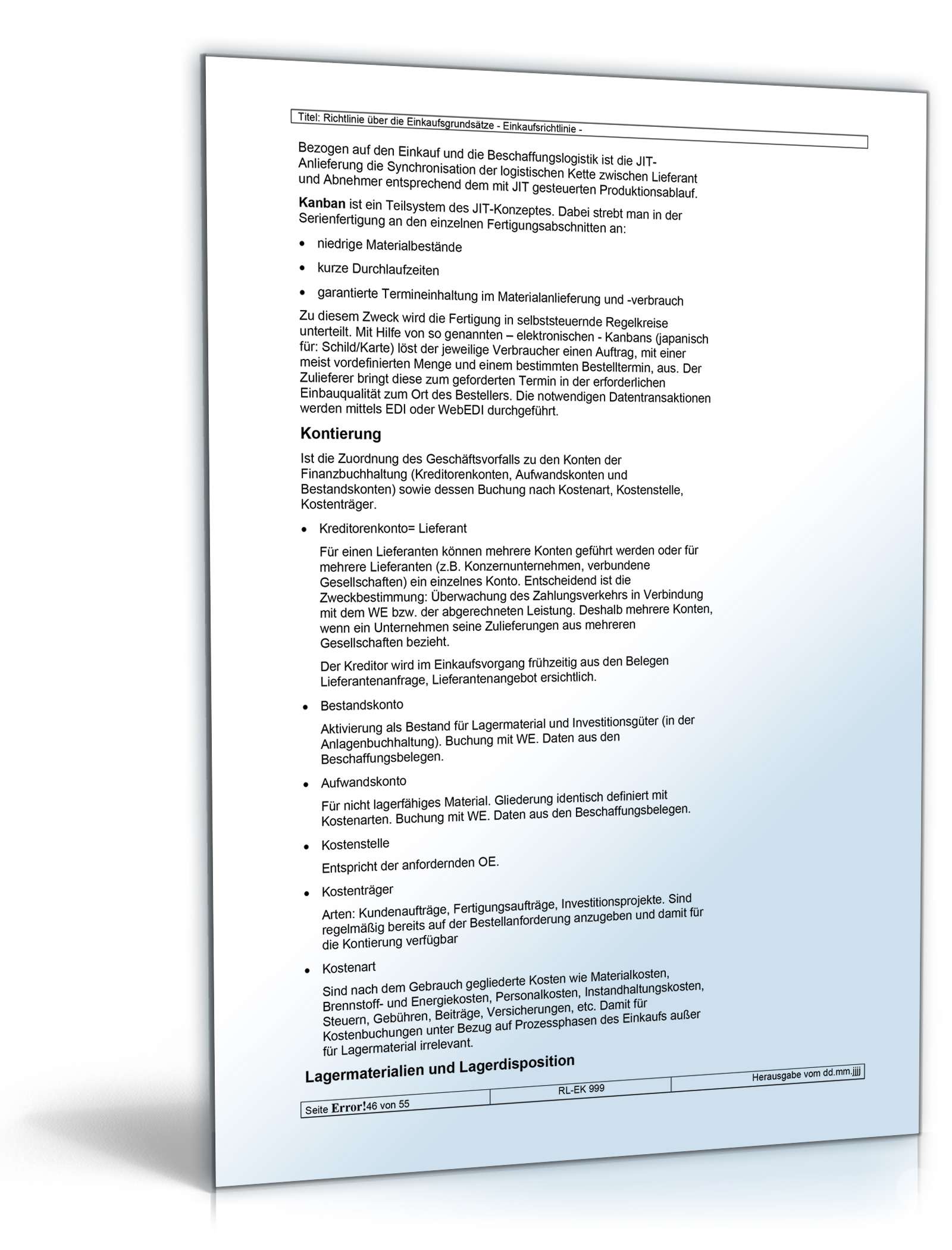 Richtlinien über die Einkaufsgrundsätze Word. Seite: 46