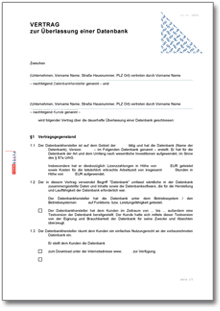 Vertrag Überlassung einer Datenbank Word