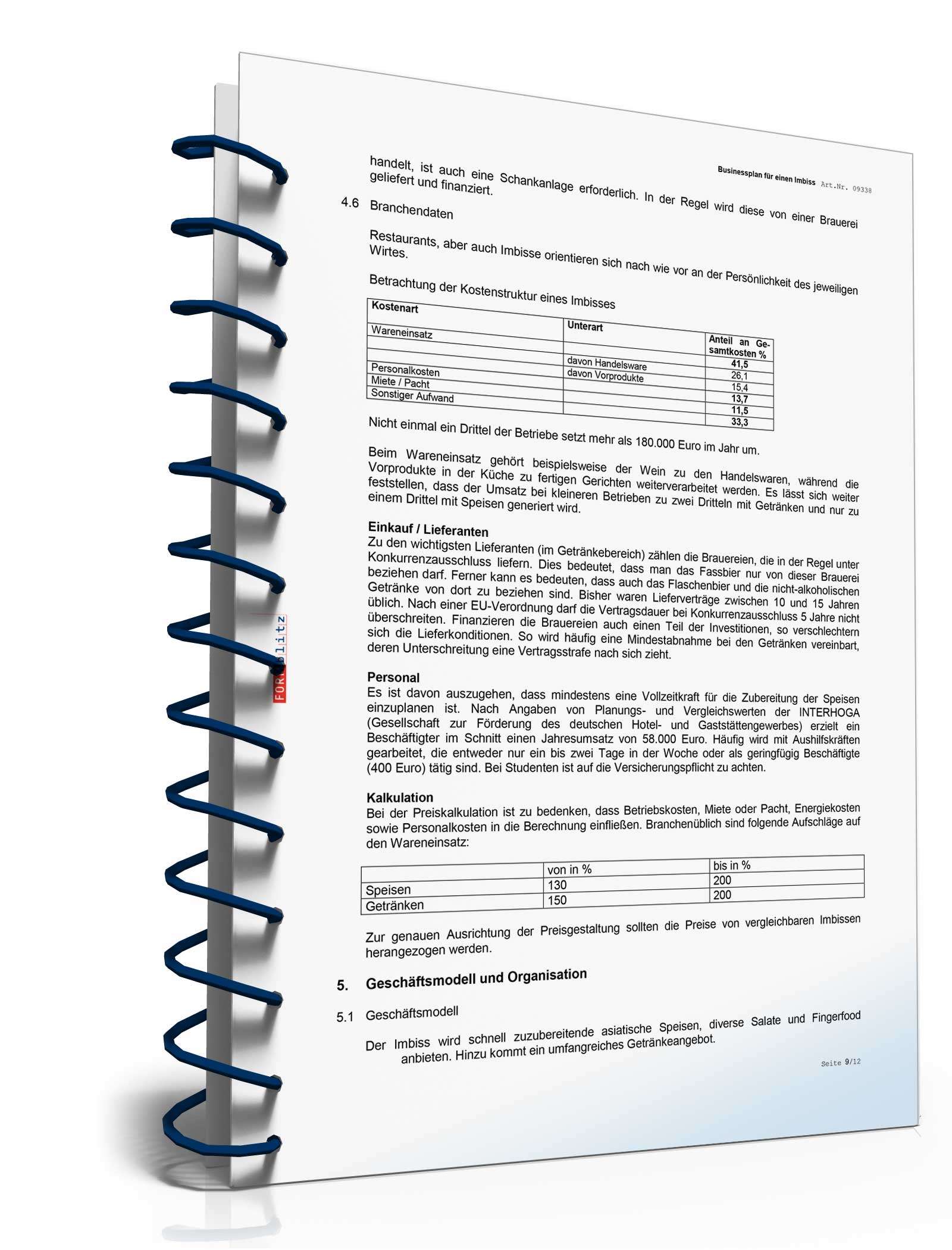 Businessplan Imbiss Excel. Seite: 12