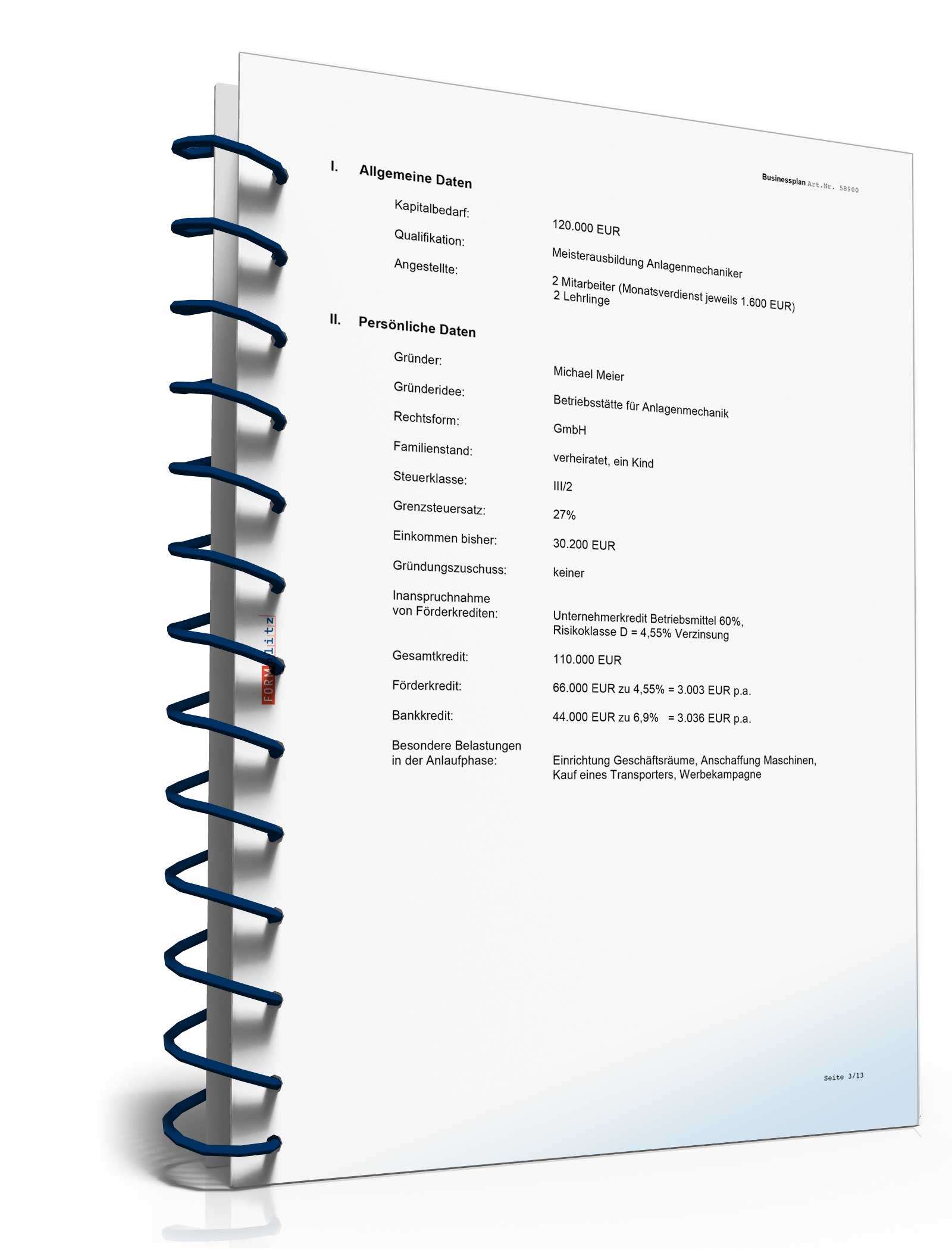 Businessplan Betriebsstätte für Sanitär-, Heizungs- & Klimaanlagentechnik Excel. Seite: 5