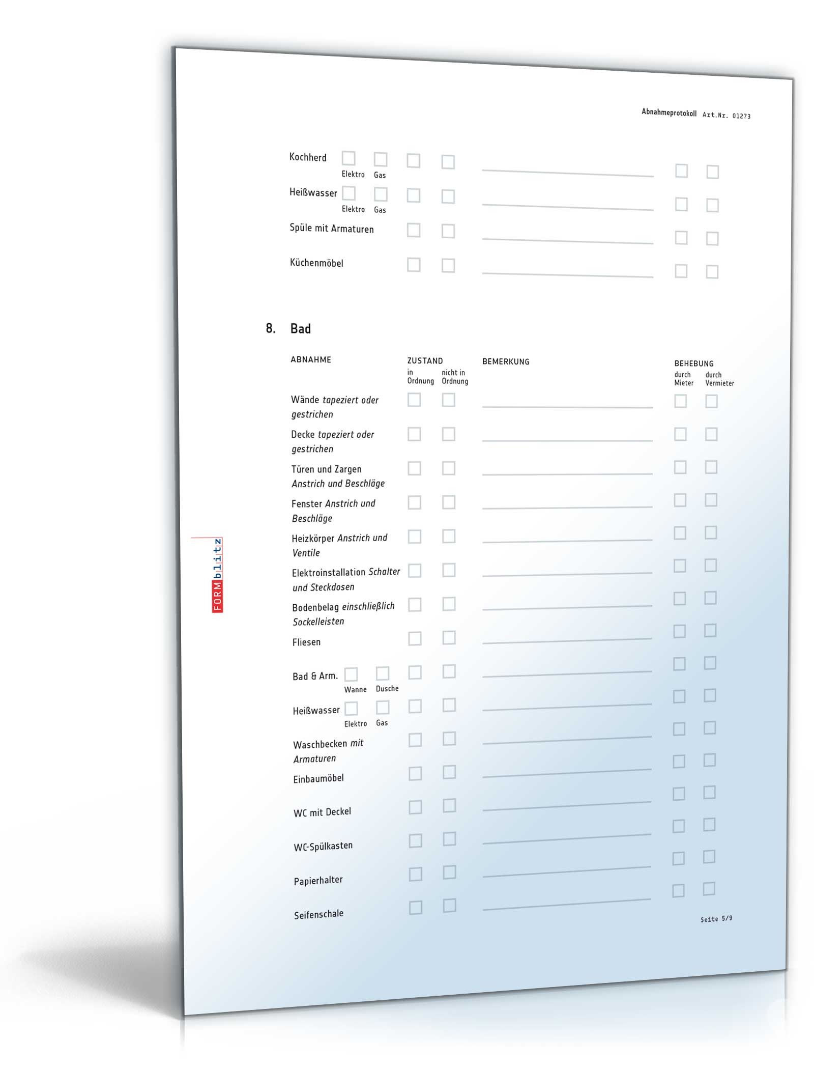 Abnahmeprotokoll Wohnung PDF. Seite: 6