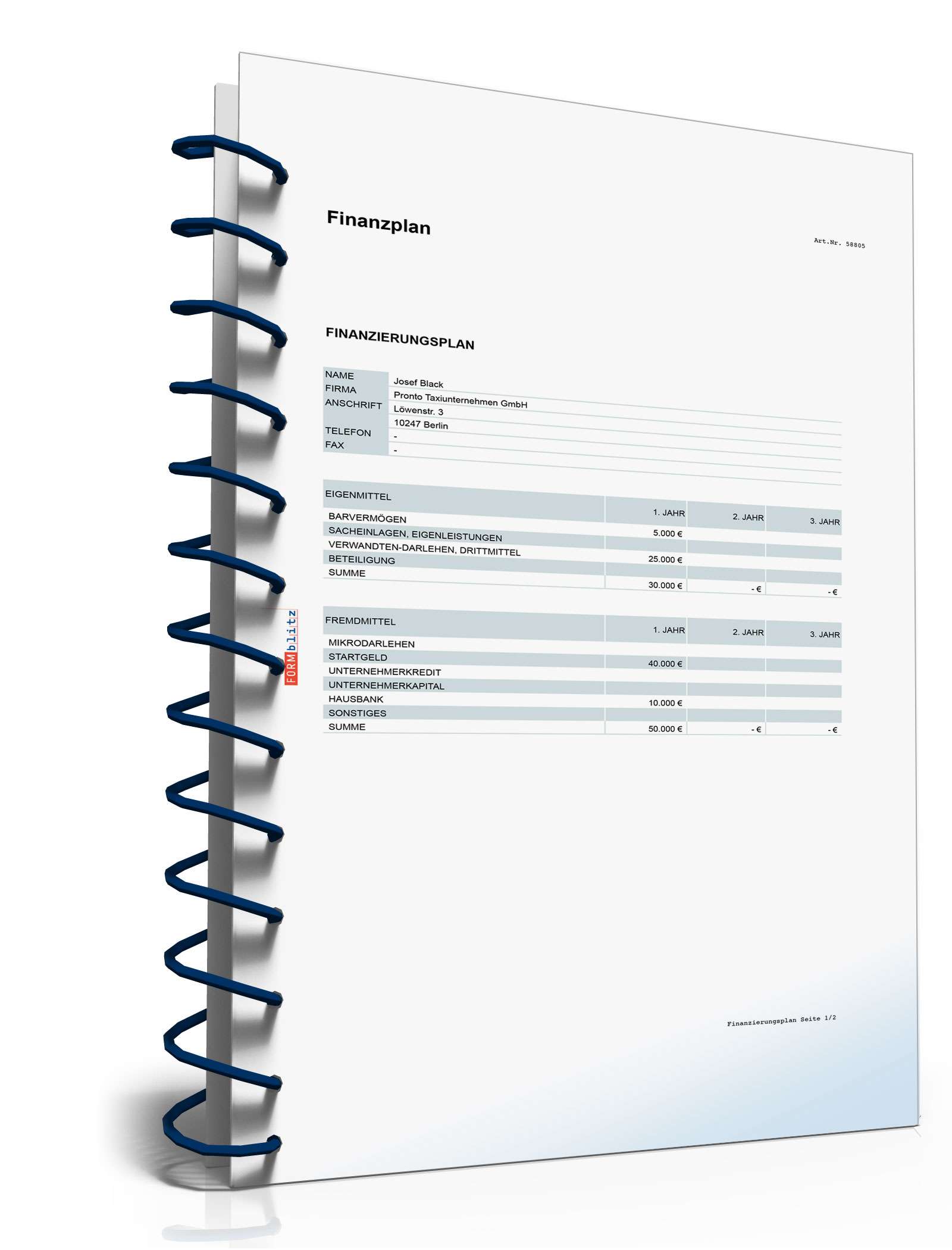 Businessplan Taxi-Unternehmer Excel. Seite: 14