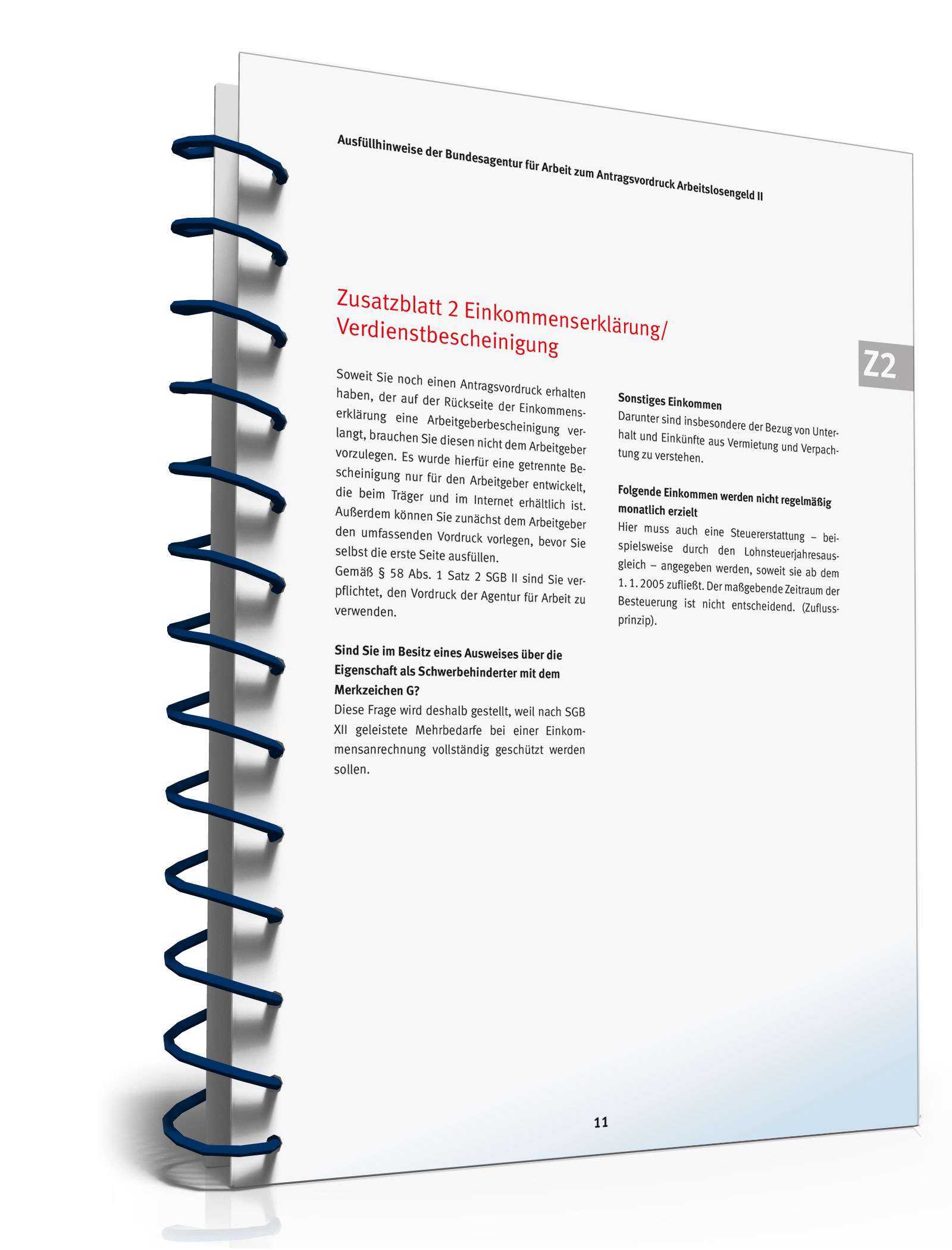 Ausfüllhinweise Antrag Bürgergeld PDF. Seite: 11
