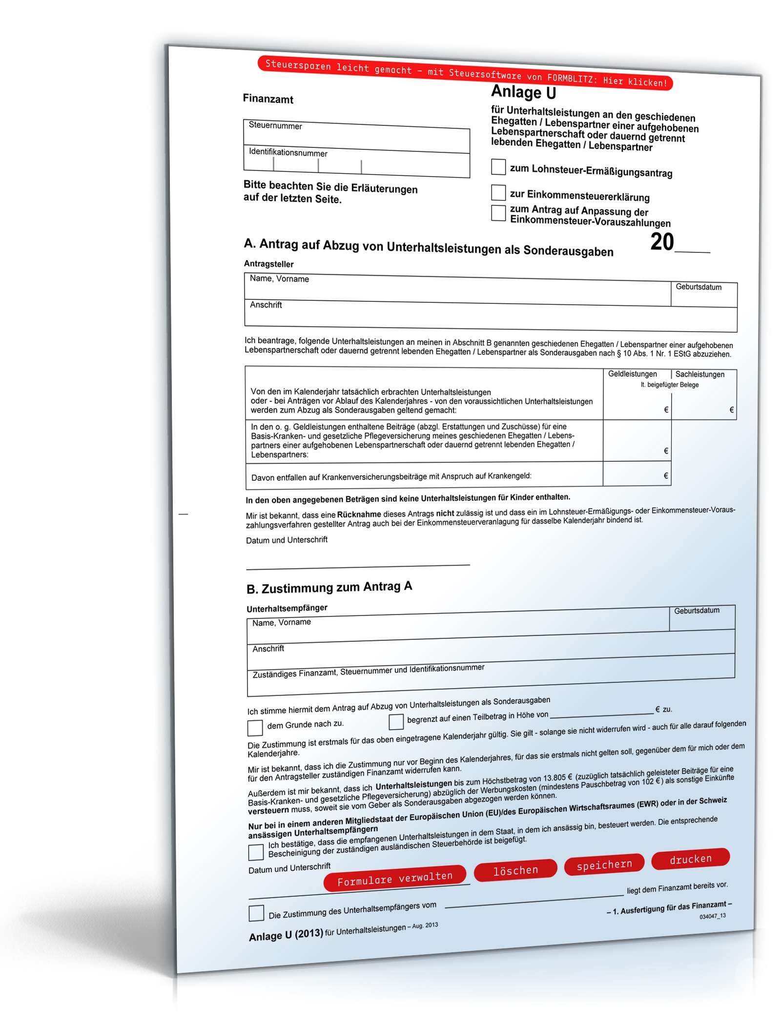 Anlage U 2013 Formular Zum Download Anlage U 2013 Formular Zum Download