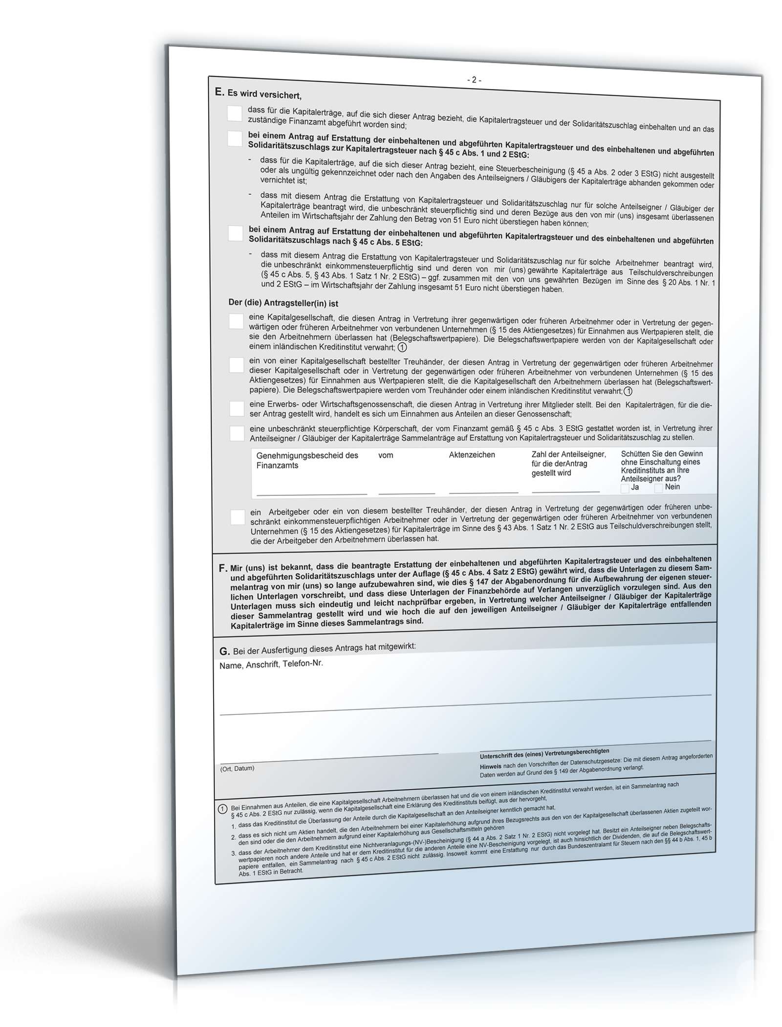 Sammelantrag auf Erstattung von Kapitalertragsteuer PDF. Seite: 2