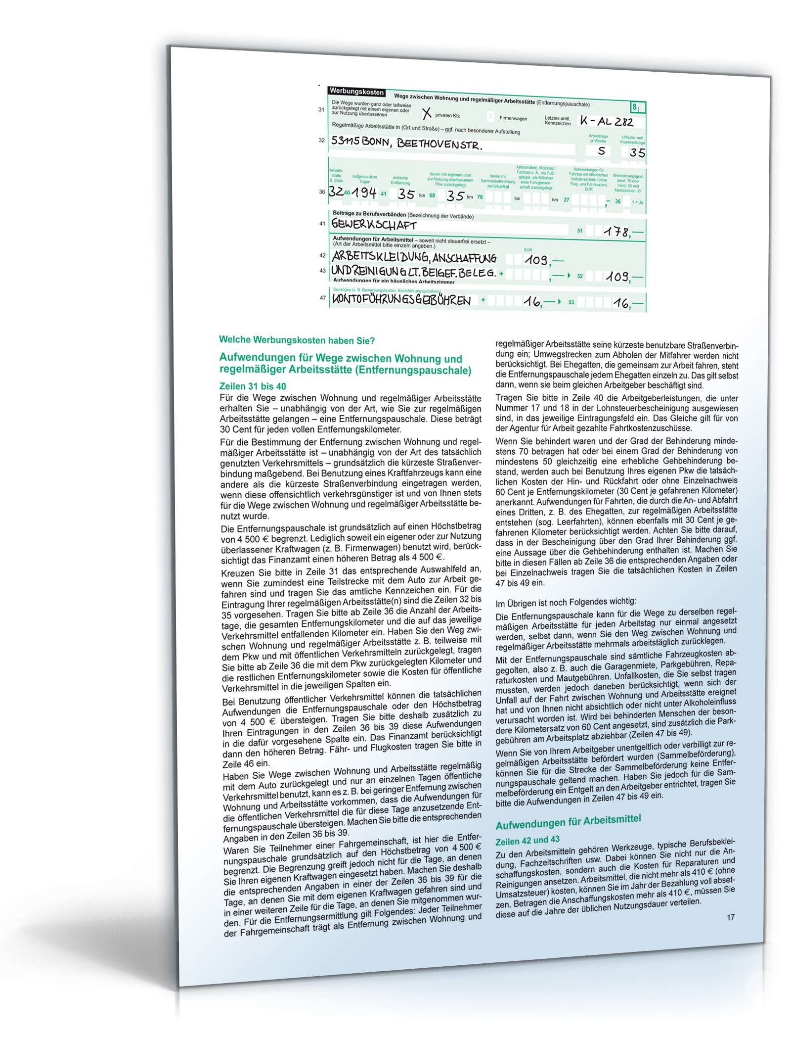 Anleitung zur Einkommensteuererklärung 2010 PDF. Seite: 17