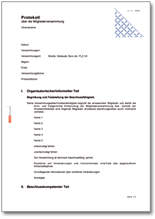 Protokoll Vereinsversammlung Word