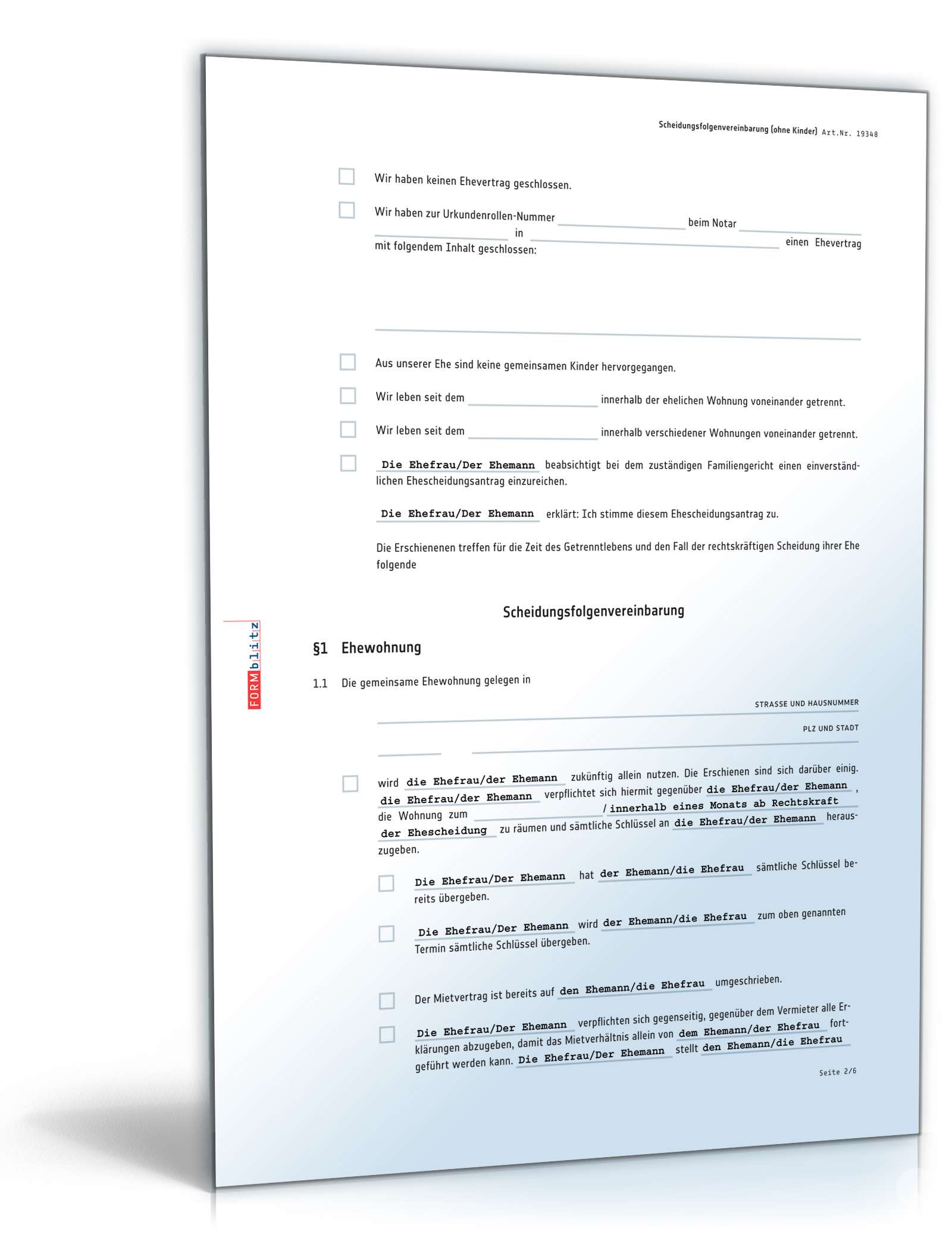 Scheidungsfolgenvereinbarung Eheleute ohne Kinder PDF. Seite: 2