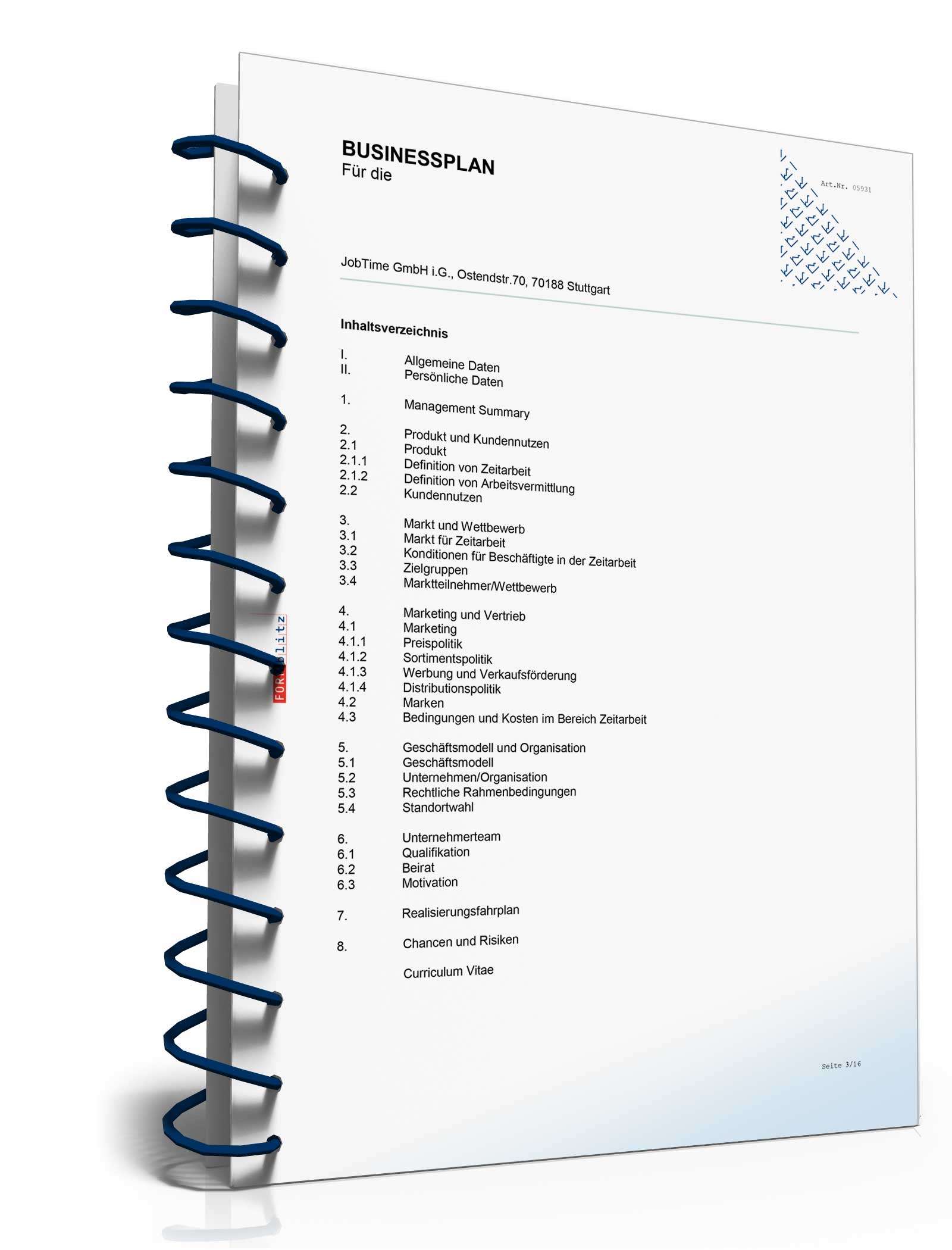 Businessplan Zeitarbeitsfirma Excel. Seite: 12