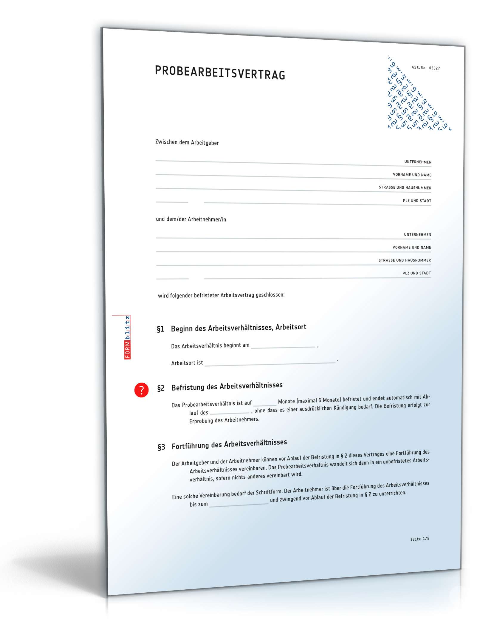 Probearbeitsvertrag PDF