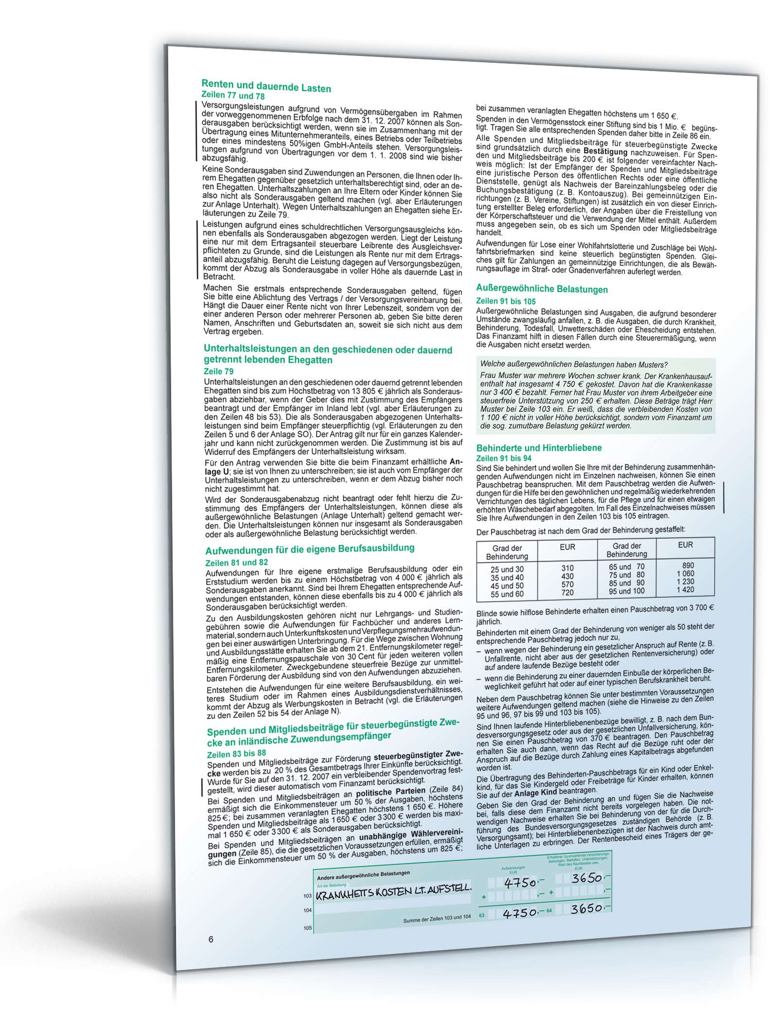 Anleitung Einkommensteuererklärung 2008 PDF. Seite: 6