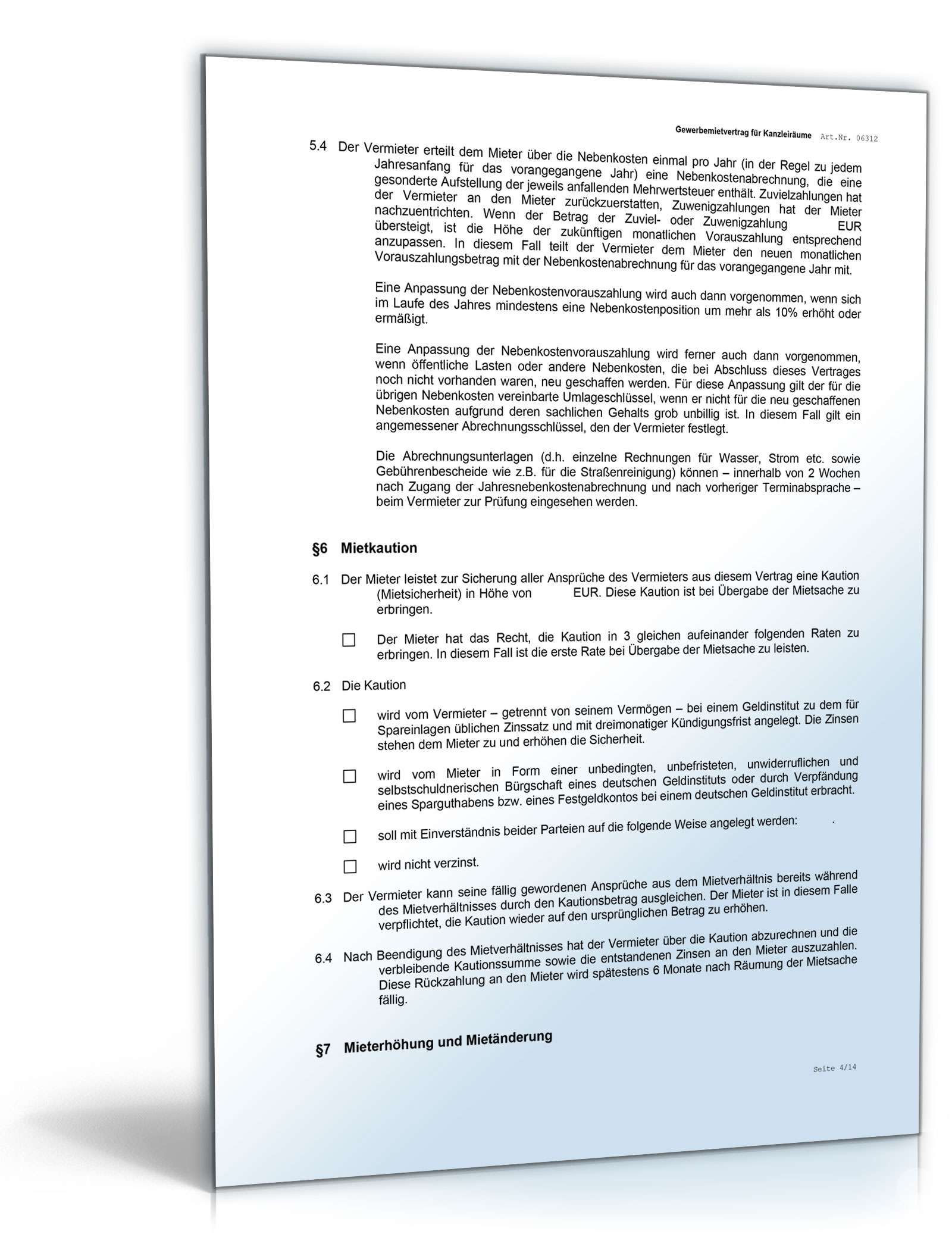 Gewerbemietvertrag Kanzleiräume Word. Seite: 4