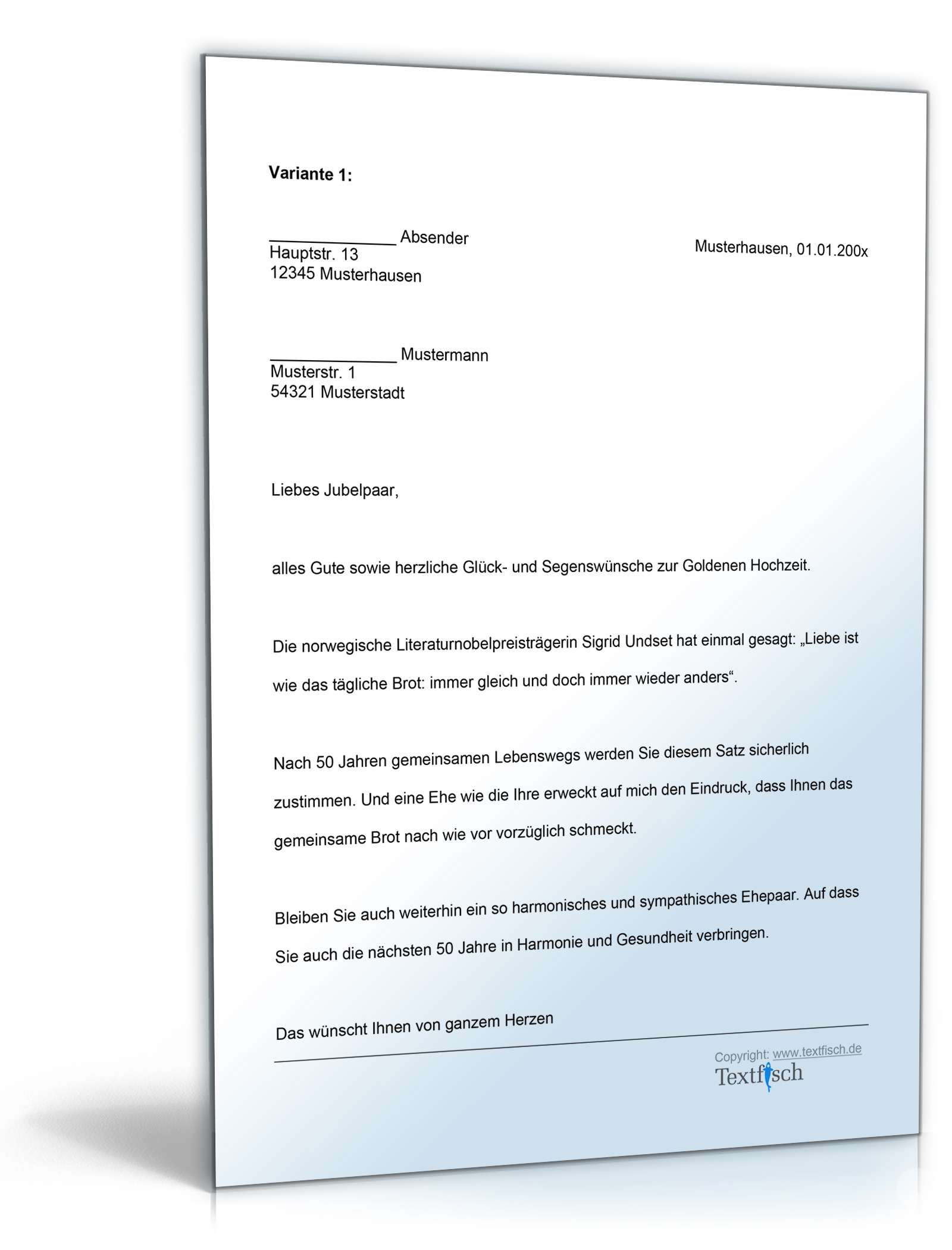 Gratulation goldene Hochzeit Word