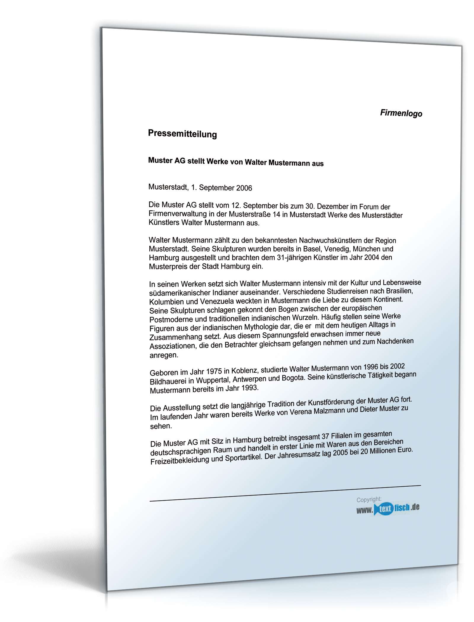 Pressemitteilung Unternehmen über neue Ausstellung PDF