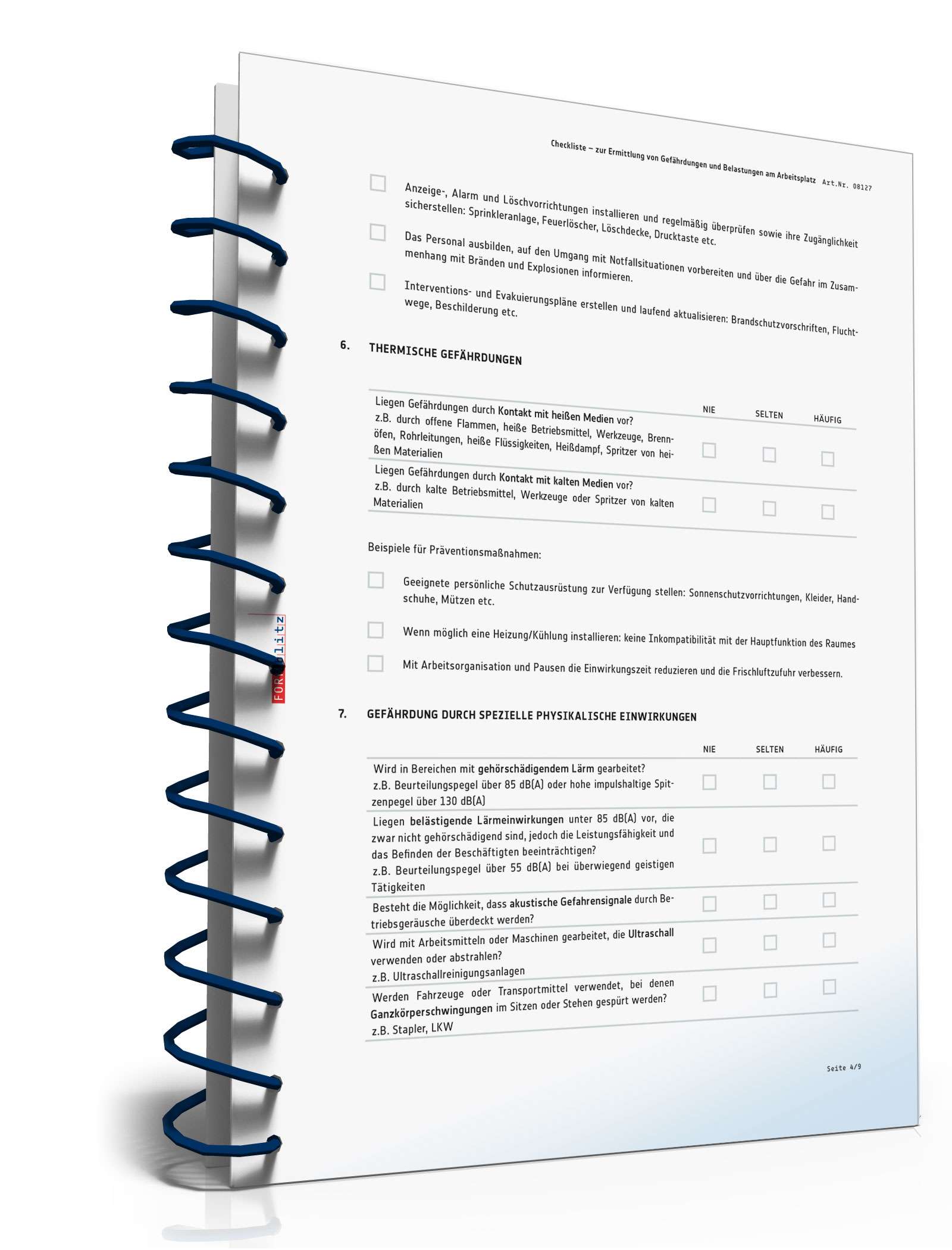 Checkliste Gefährdungen/Belastungen Arbeitsplatz PDF. Seite: 4