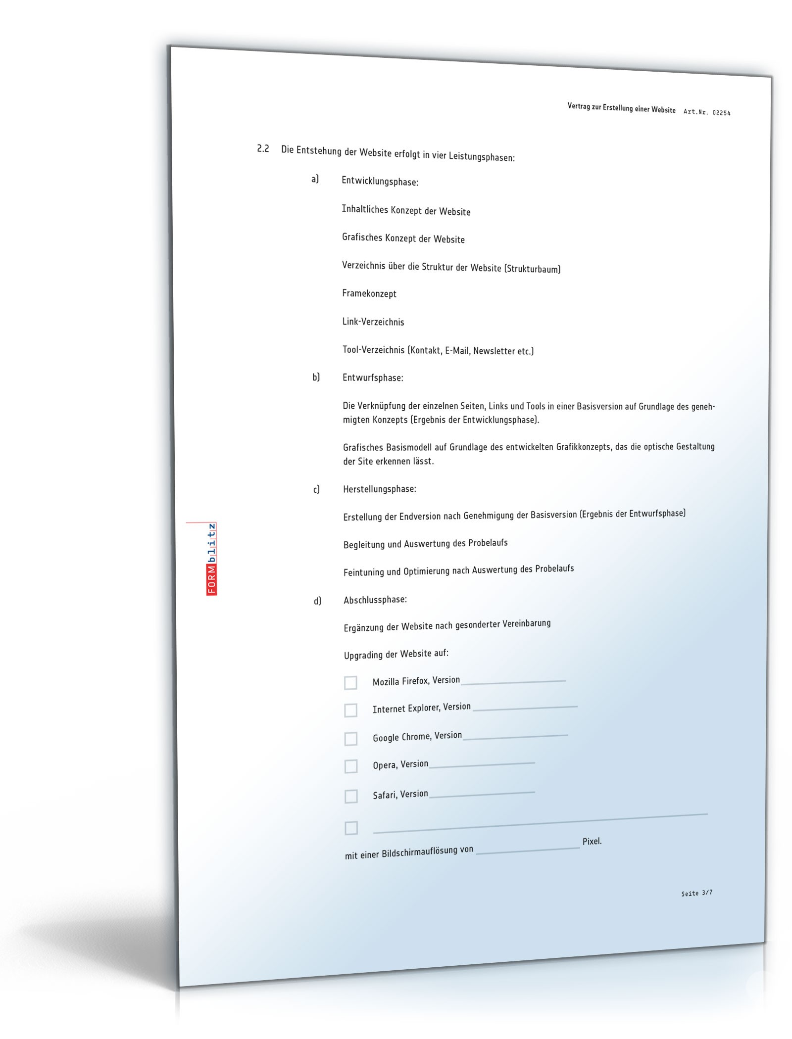 Website-Erstellungsvertrag PDF. Seite: 3