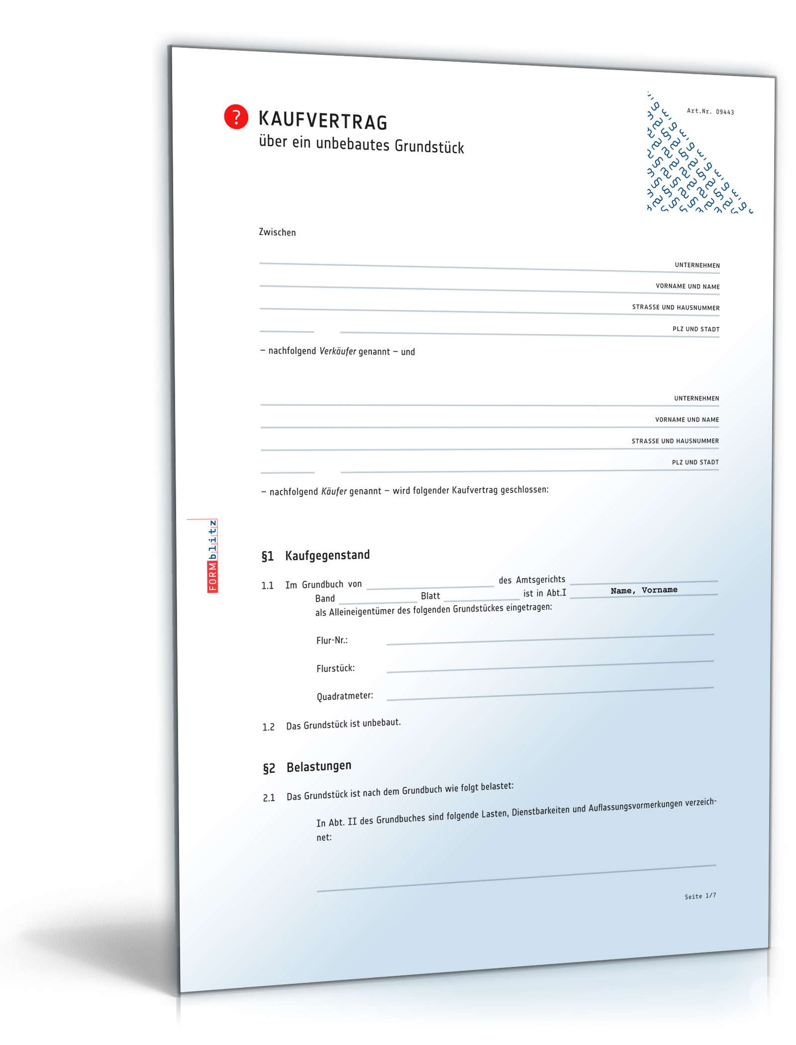 Kaufvertrag unbebautes Grundstück PDF