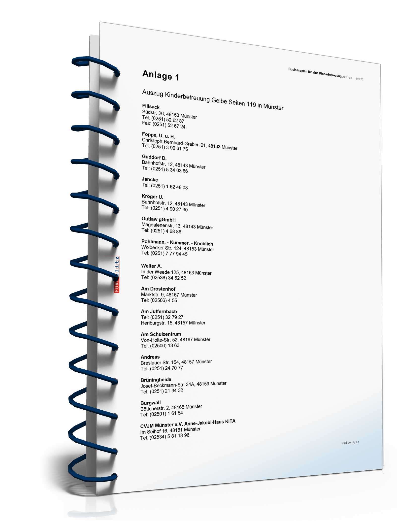 Businessplan Kinderbetreuung Excel. Seite: 20