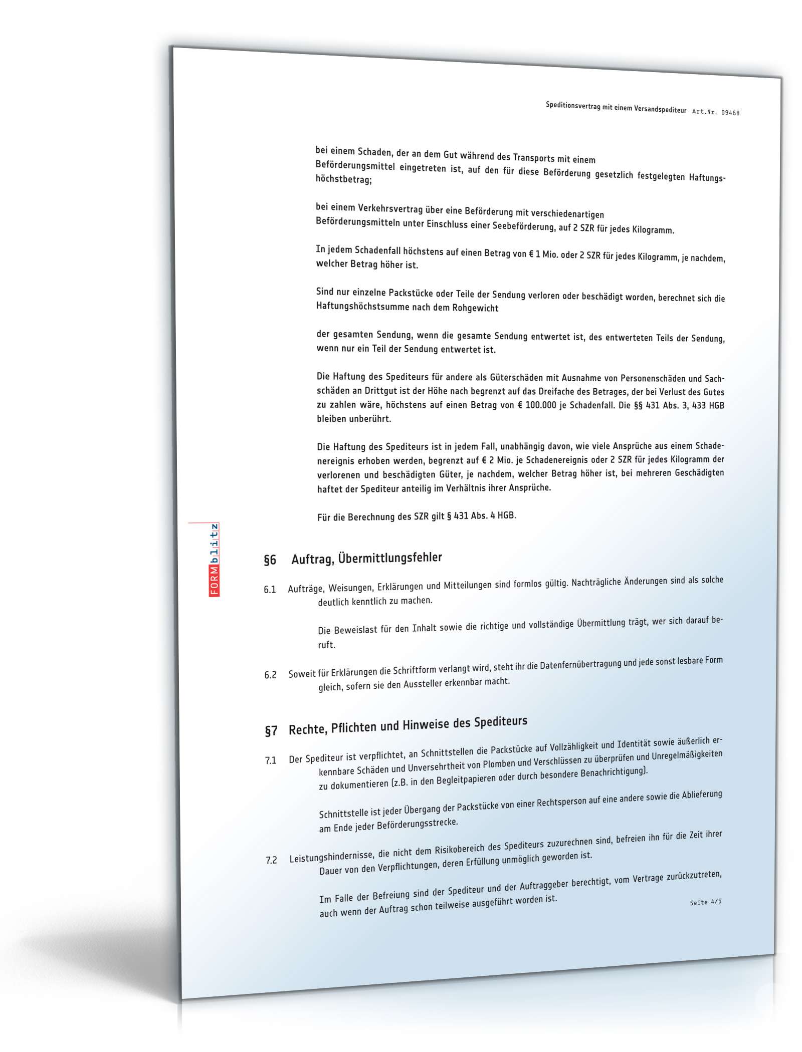 Speditionsvertrag PDF. Seite: 4