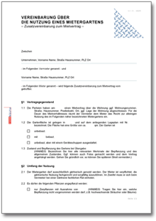 Vereinbarung Nutzung Mietergarten Word