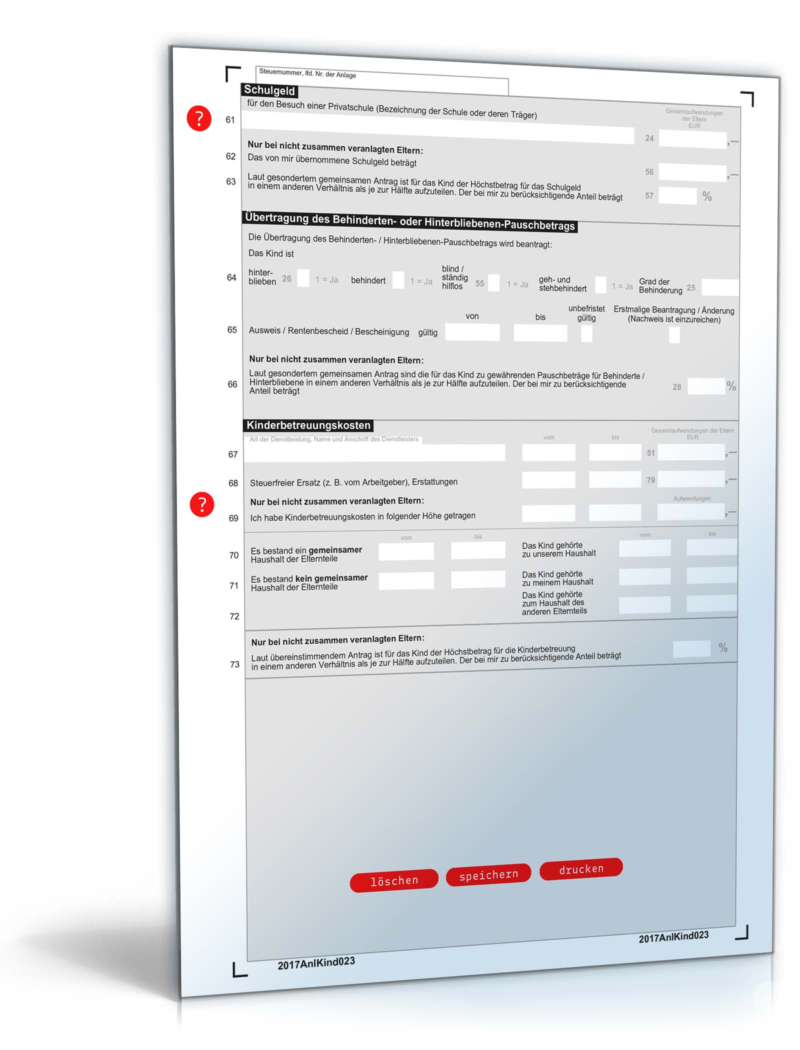 Anlage Kind 2017 PDF. Seite: 3