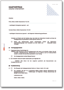 Kaufvertrag zwischen Unternehmern Word