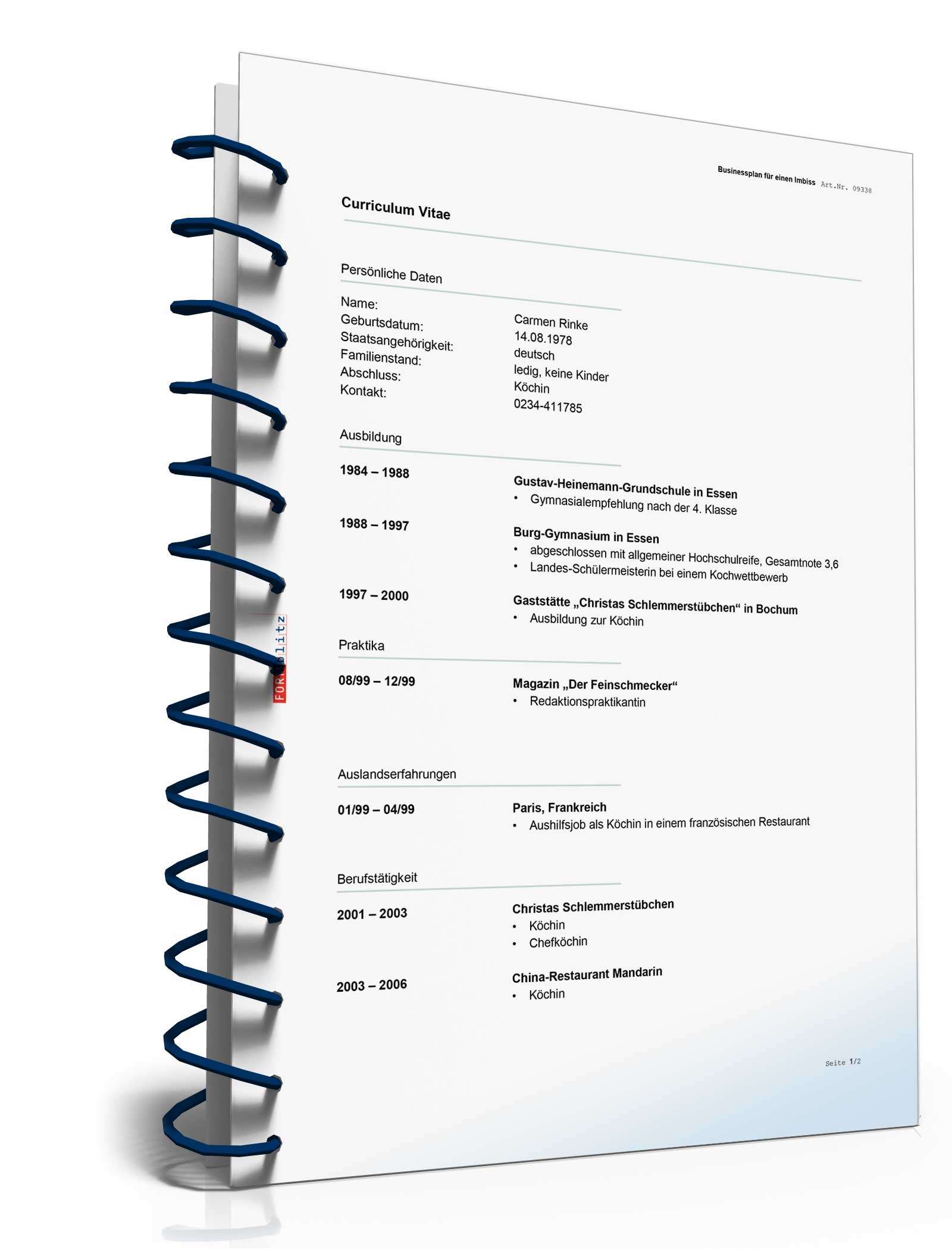 Businessplan Imbiss Excel. Seite: 16