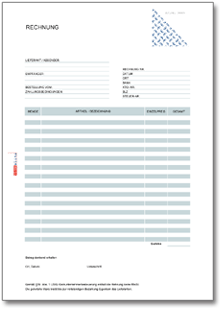 Kleinunternehmerrechnung mit Einzelpreis ohne MwSt Excel