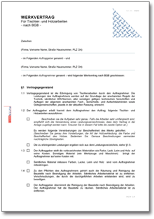 Werkvertrag Tischler Word