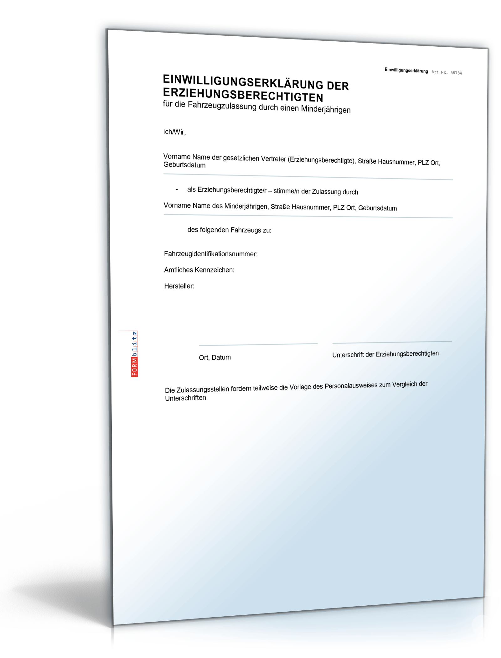 Einwilligungserklärung Zulassung Kfz Word. Seite: 2