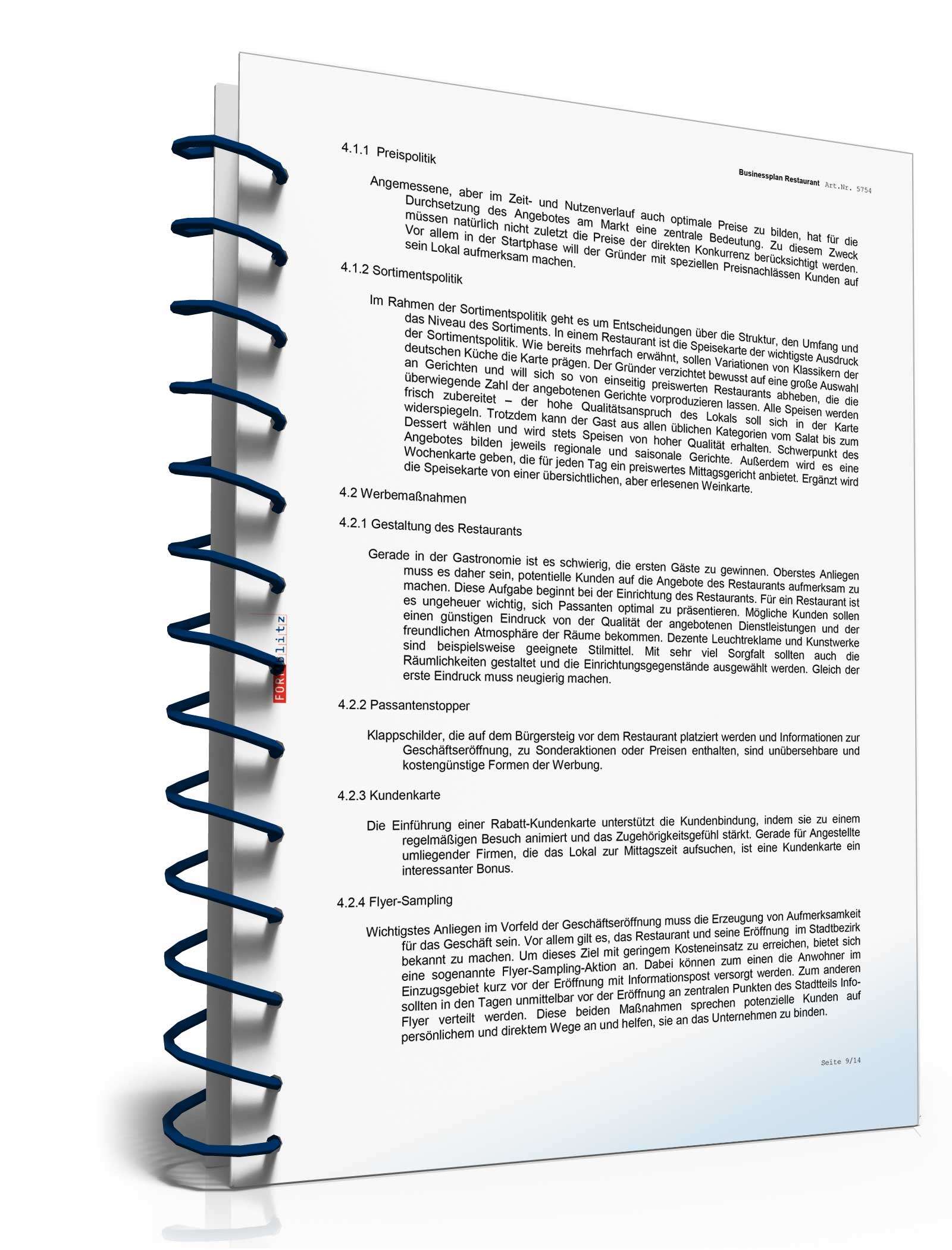 Businessplan Restaurant Excel. Seite: 8