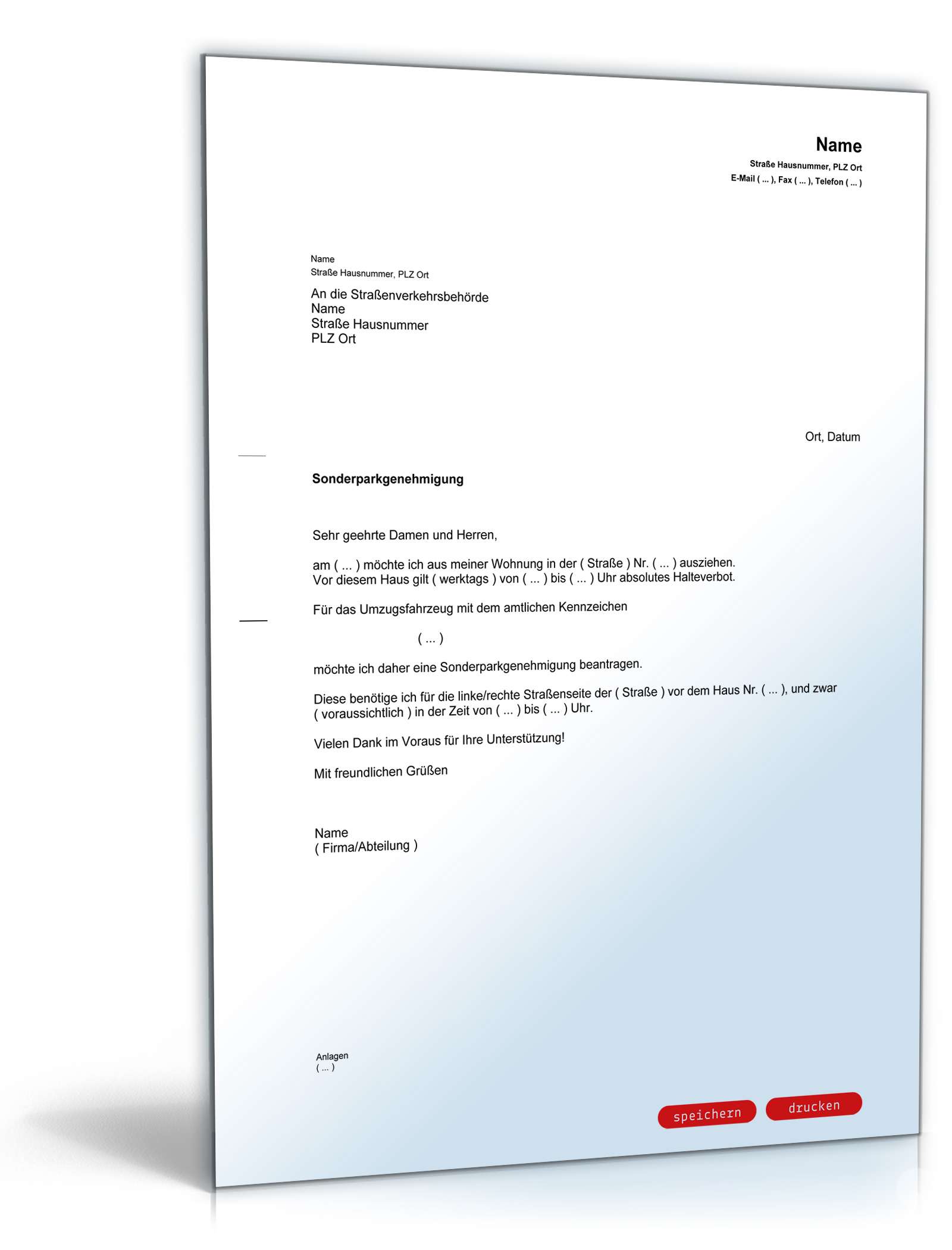 Antrag Sondergenehmigung zum Parken PDF