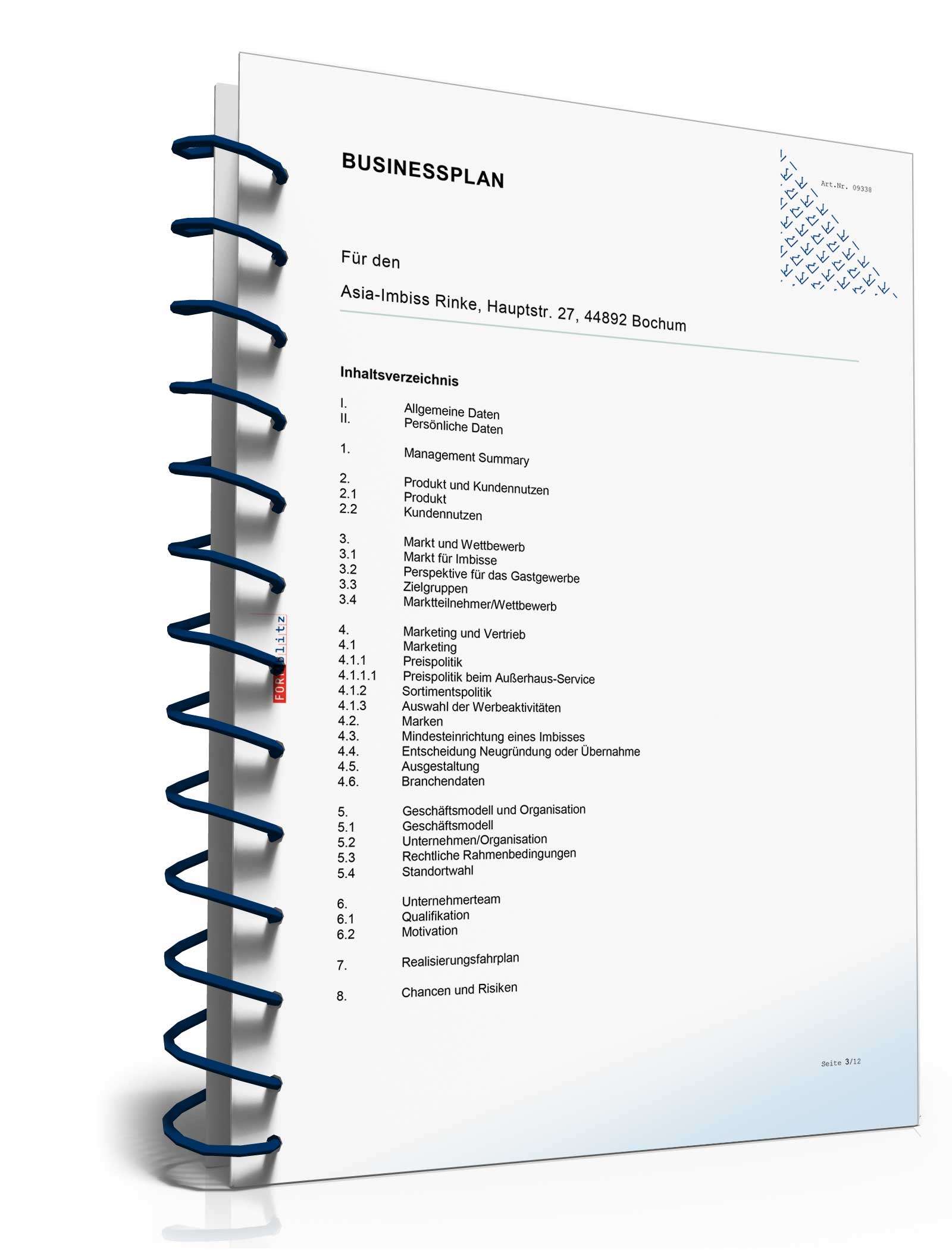 Businessplan Imbiss Excel. Seite: 4