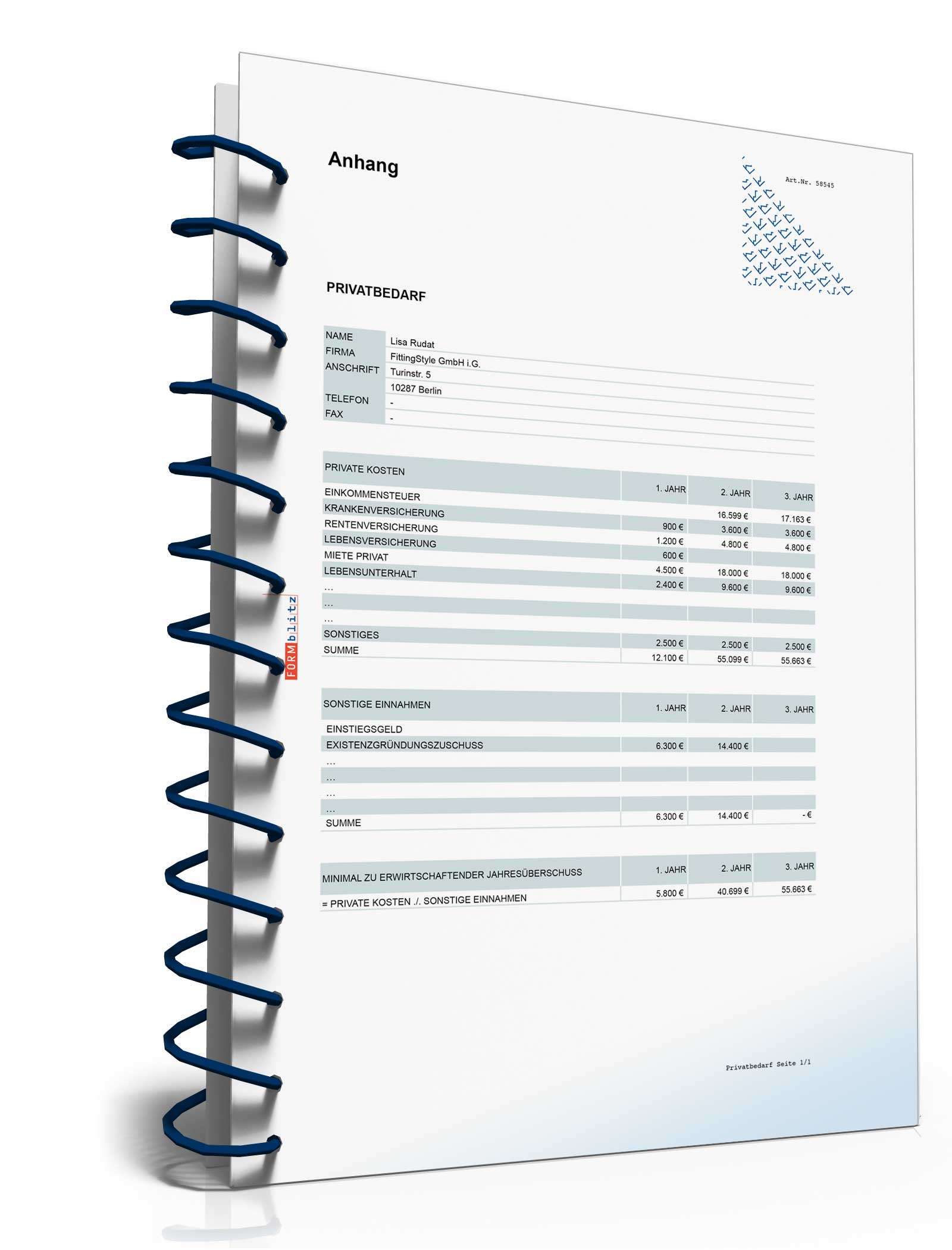 Businessplan Online-Shop für Mode Excel. Seite: 10