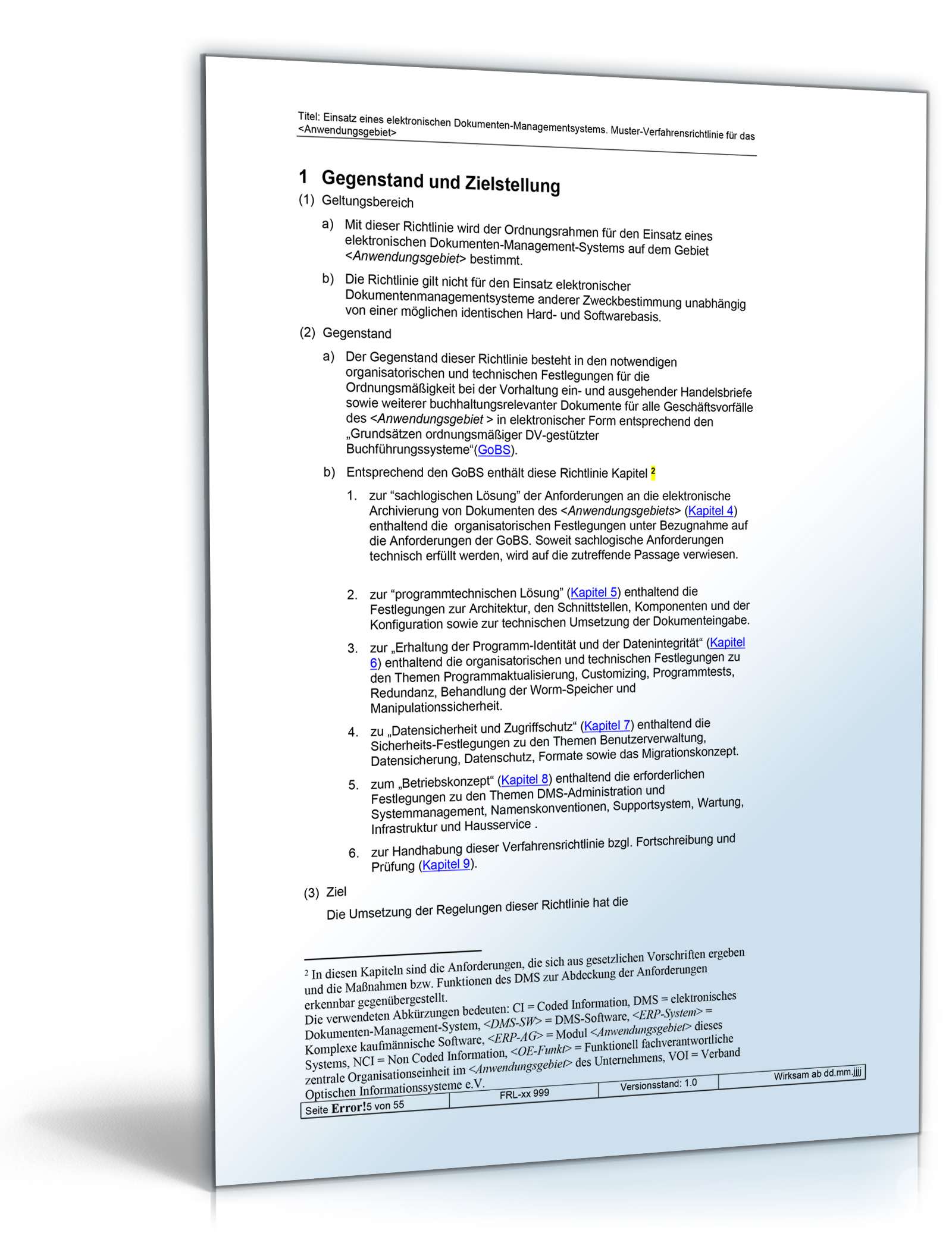 Verfahrensrichtlinie zum Einsatz eines elektronischen Dokumenten-Management-Systems
 Word. Seite: 5