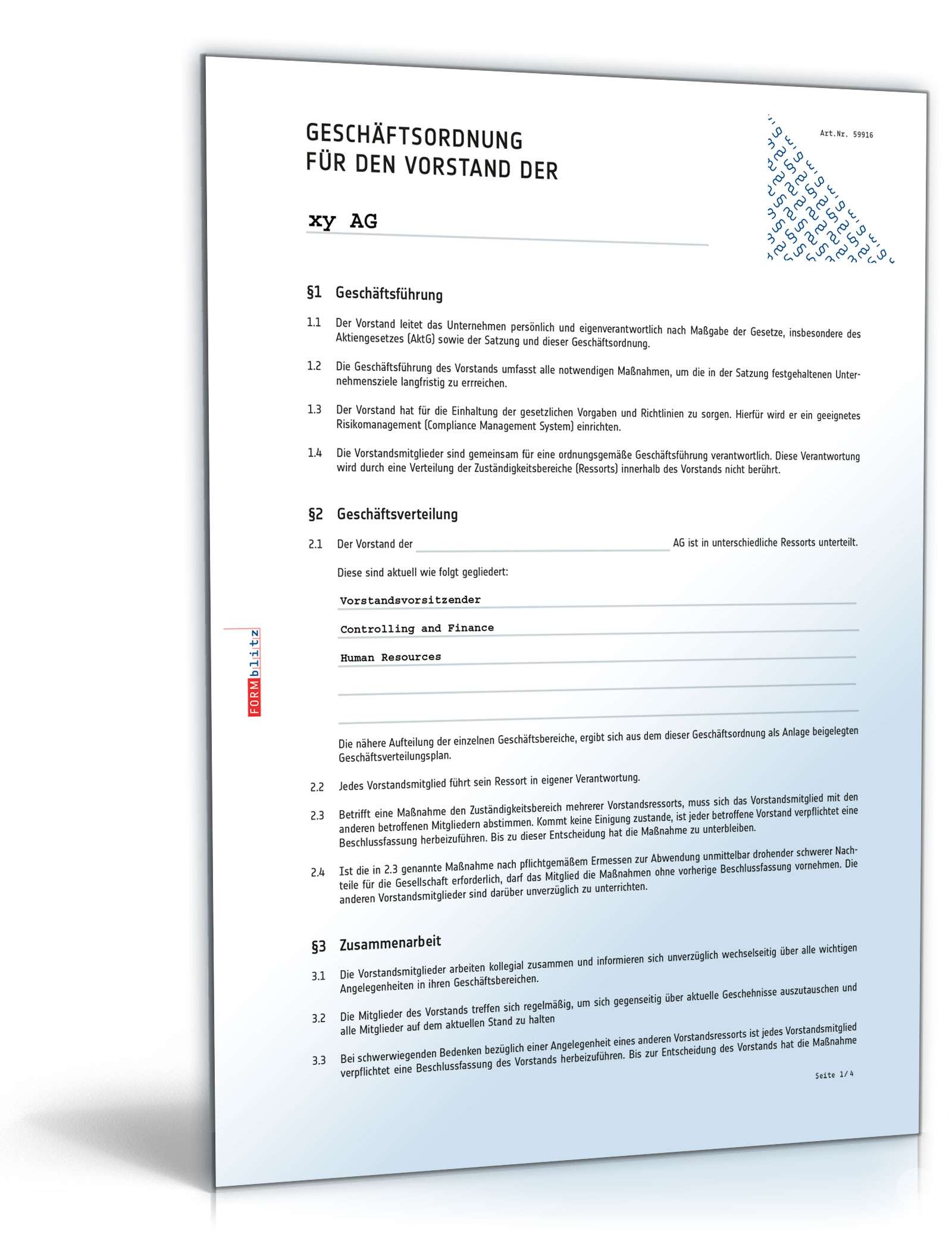 Geschäftsordnung Vorstand AG PDF