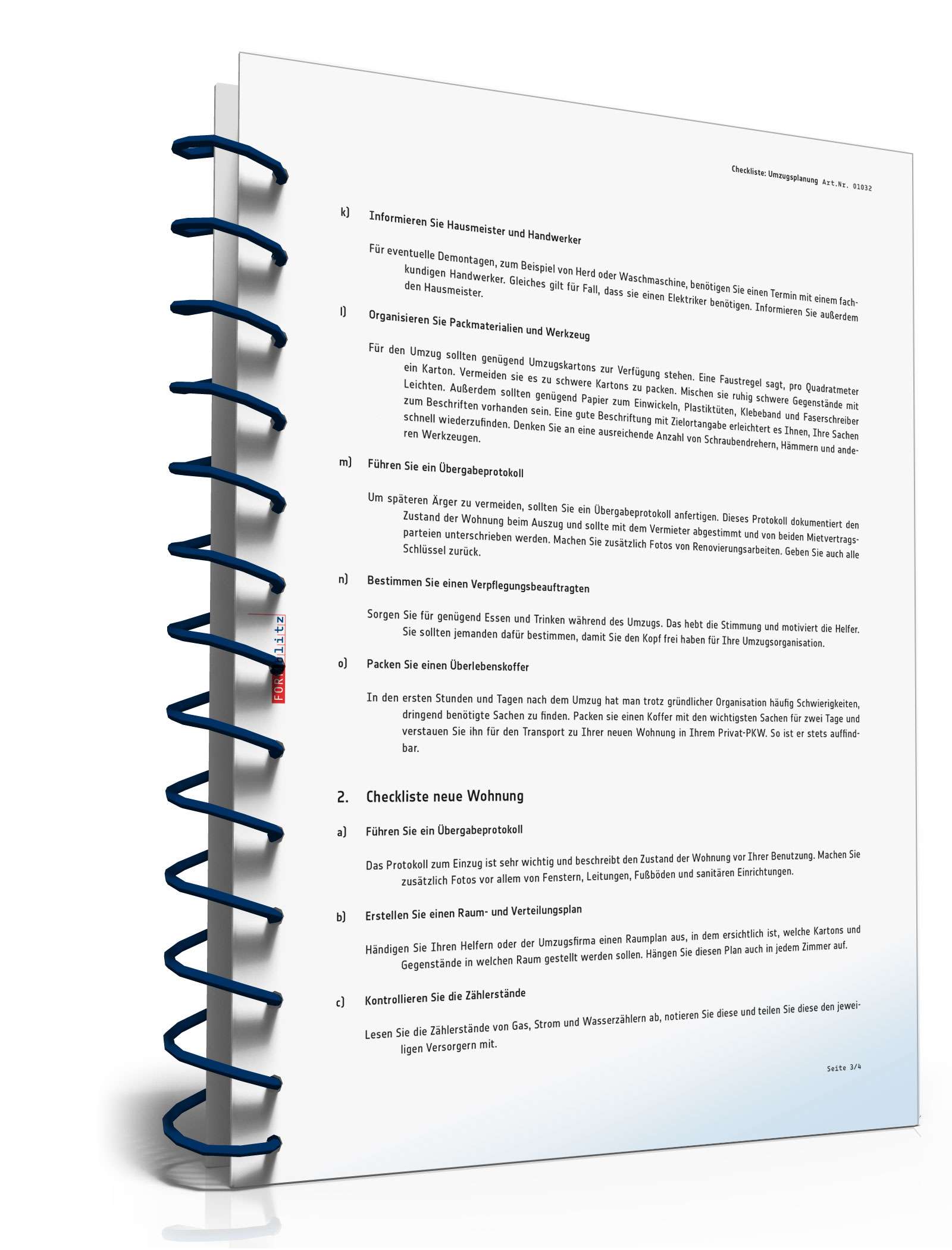 Checkliste Umzugsplanung PDF. Seite: 3