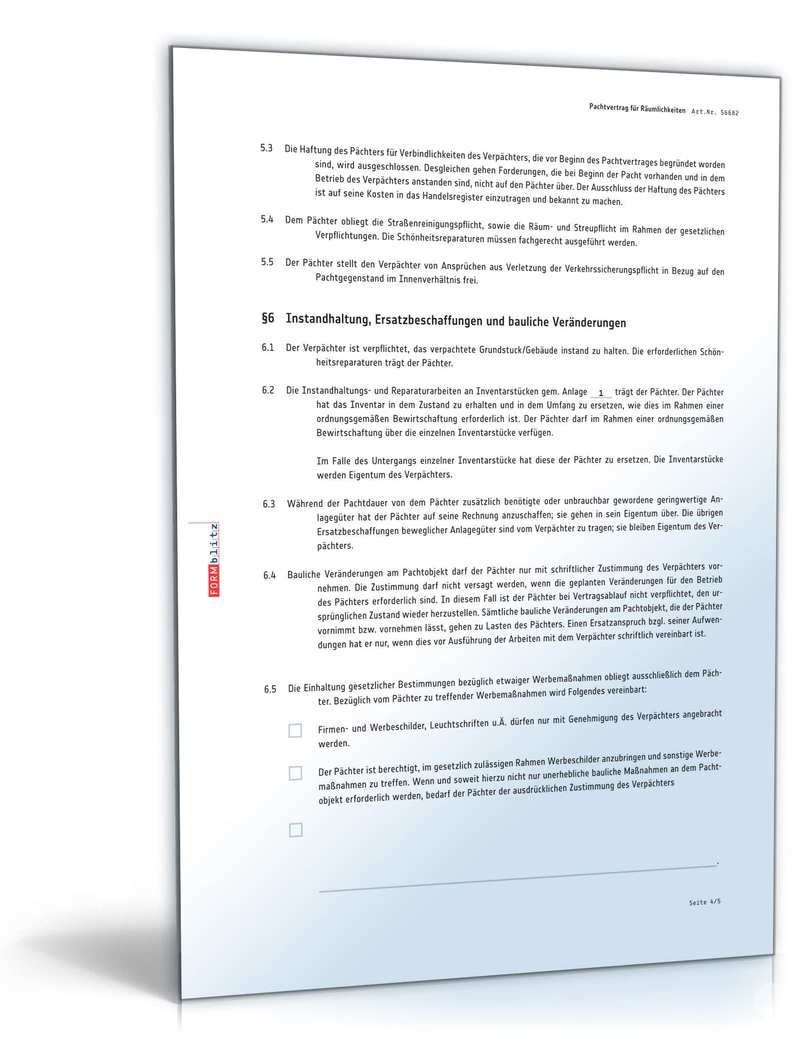 Pachtvertrag Räumlichkeiten PDF. Seite: 4